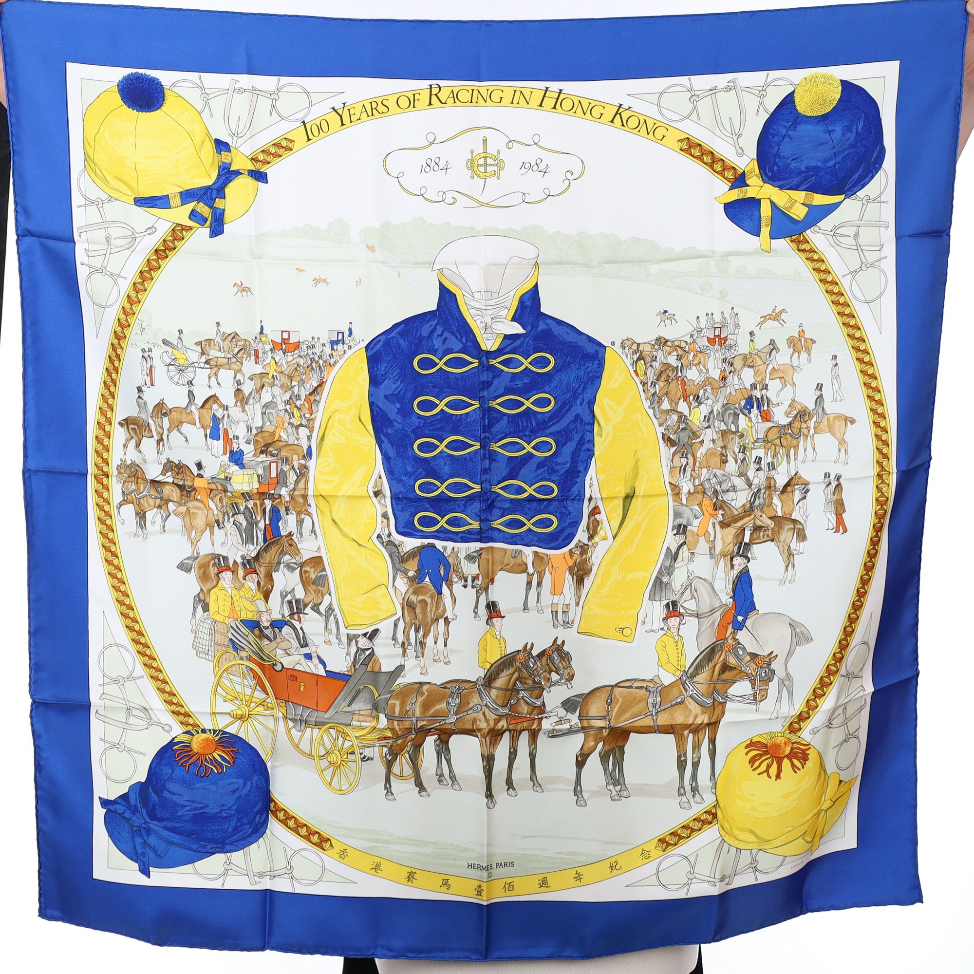 Brand New Hermès Special 100 Years of Racing in Hong Kong Silk Scarf