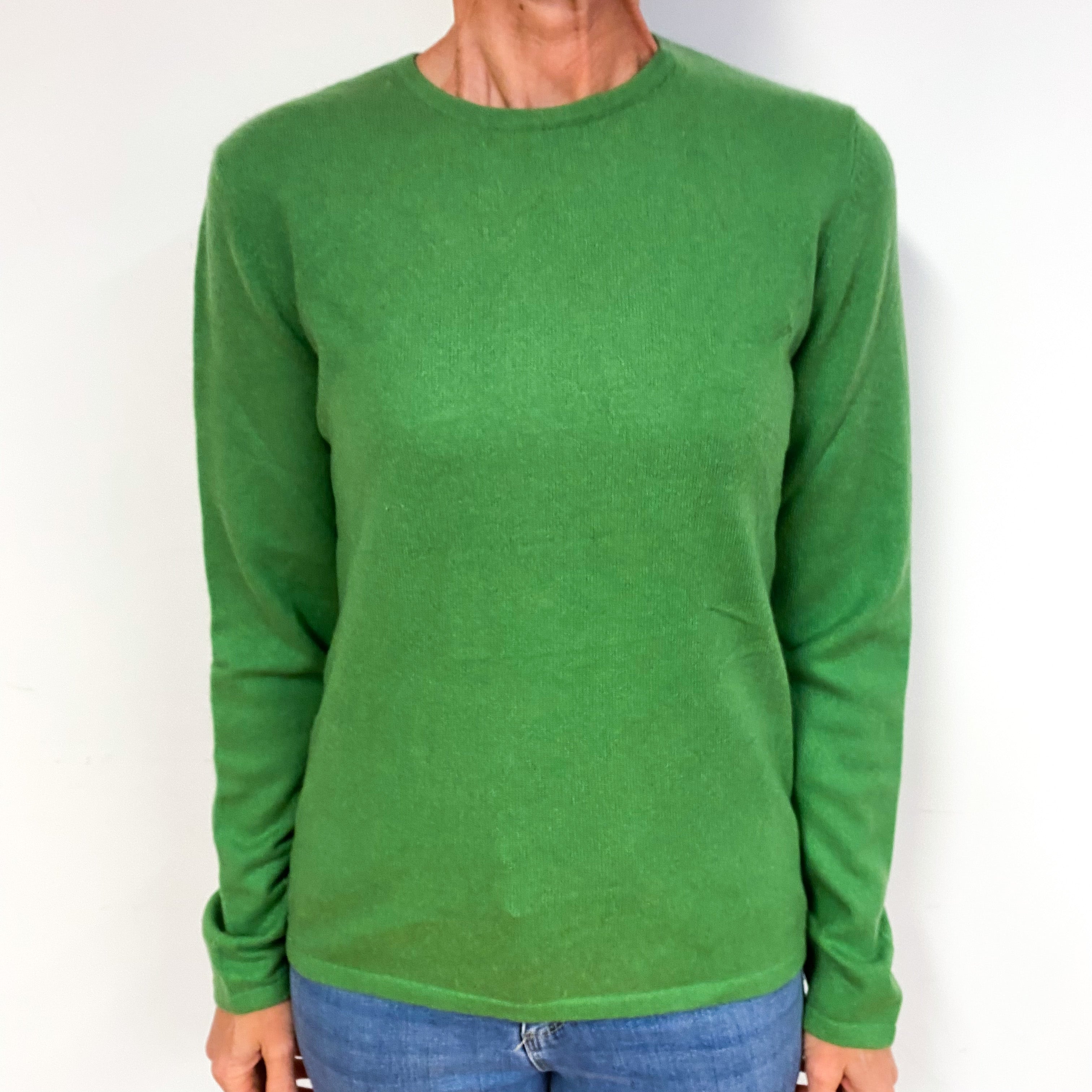 Pea Green Cashmere Crew Neck Jumper Medium