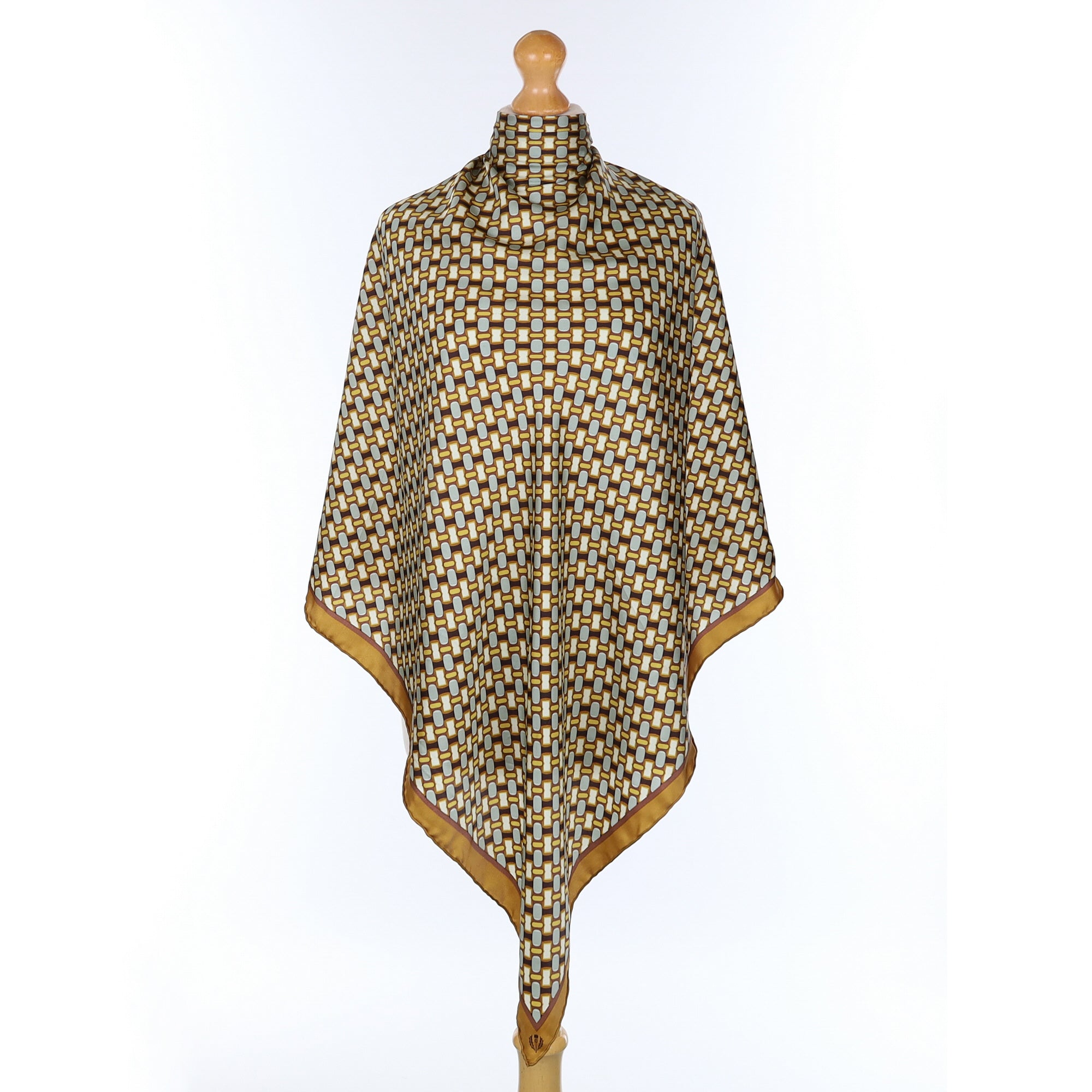 Brand New Fraas Cinnamon Brown Patterned Silk Scarf