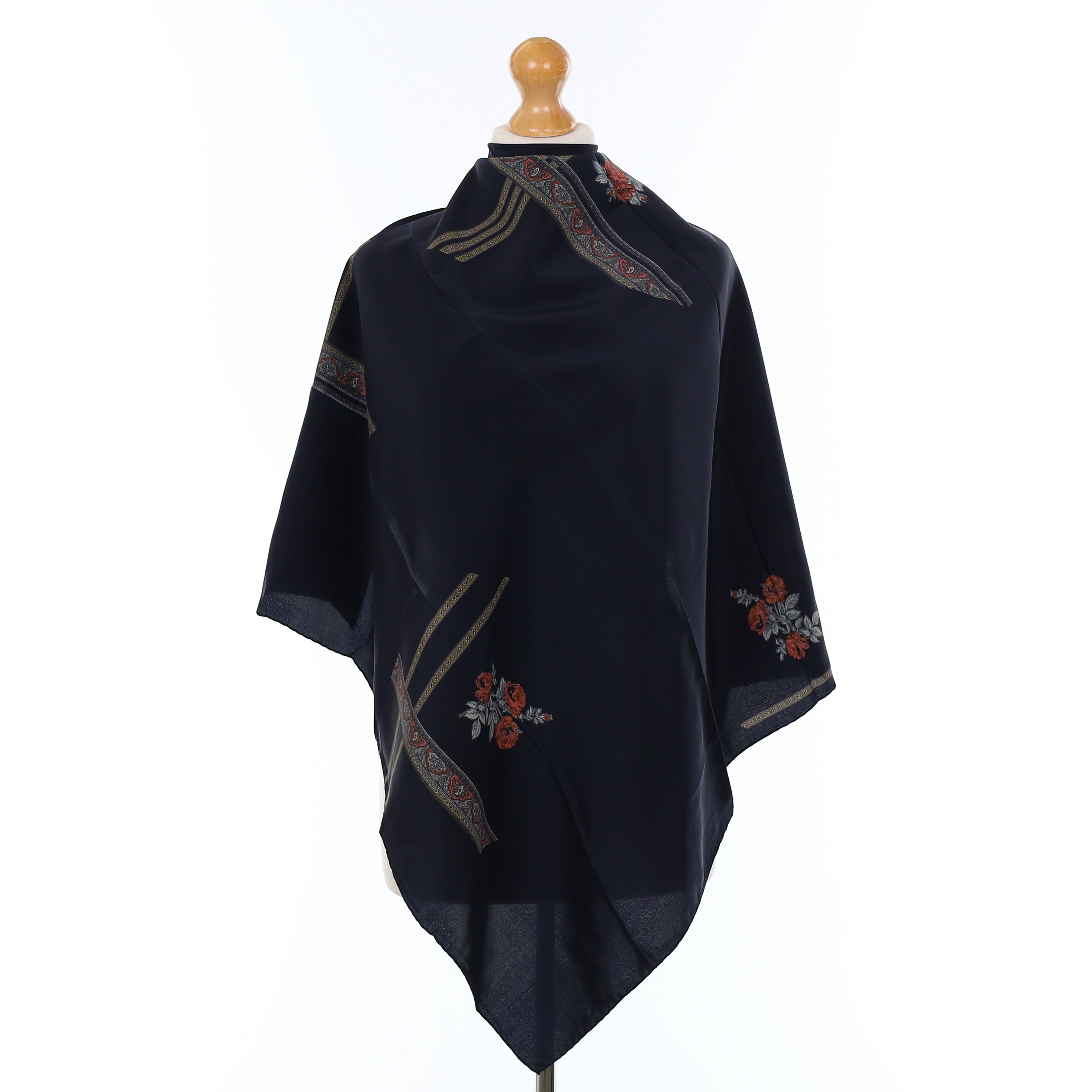 1980’s Dark Navy Vintage Silk Scarf