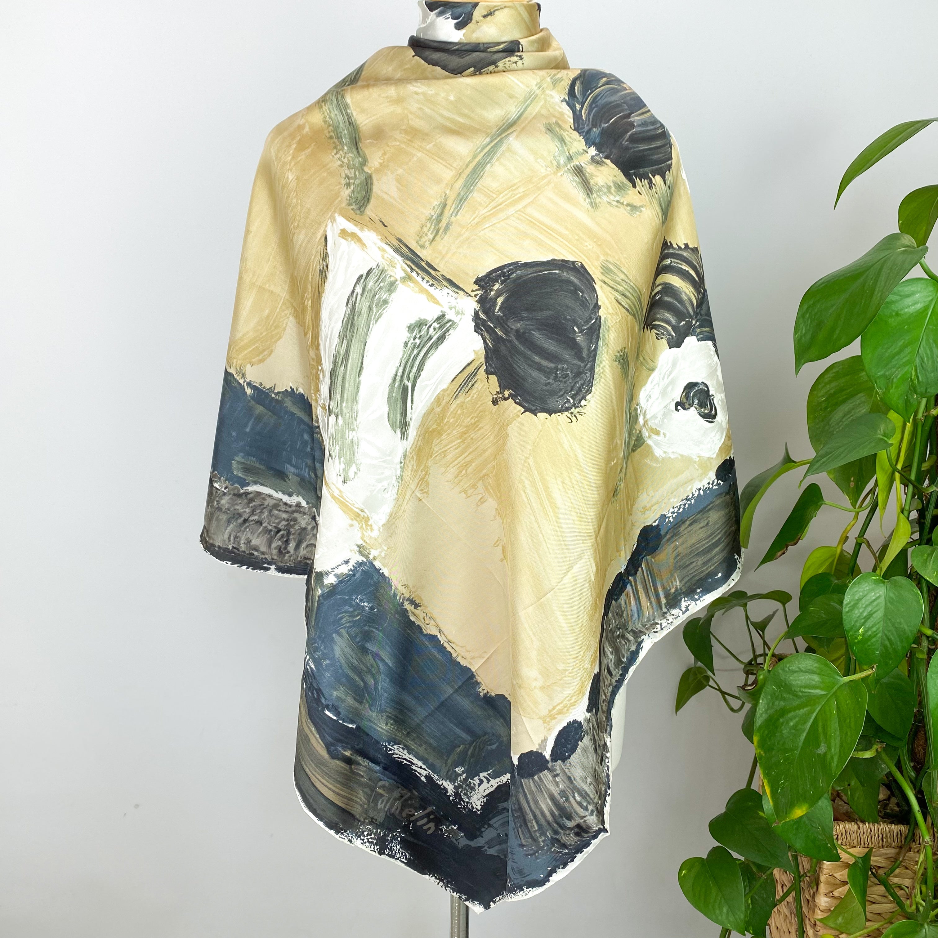 Unworn Bernard Cathelin Still Life Vintage Silk Scarf