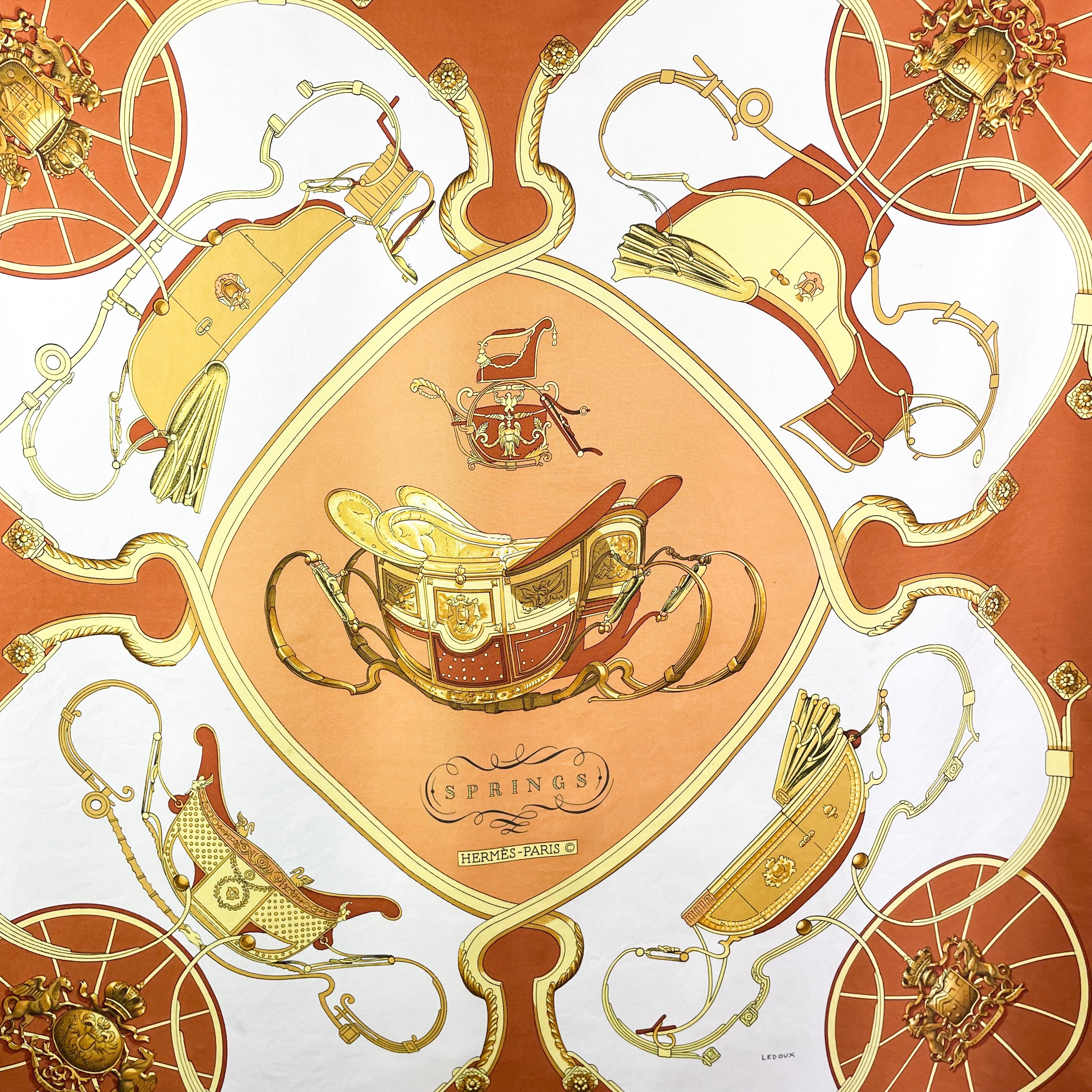 Boxed Hermes Springs Vintage Silk Scarf