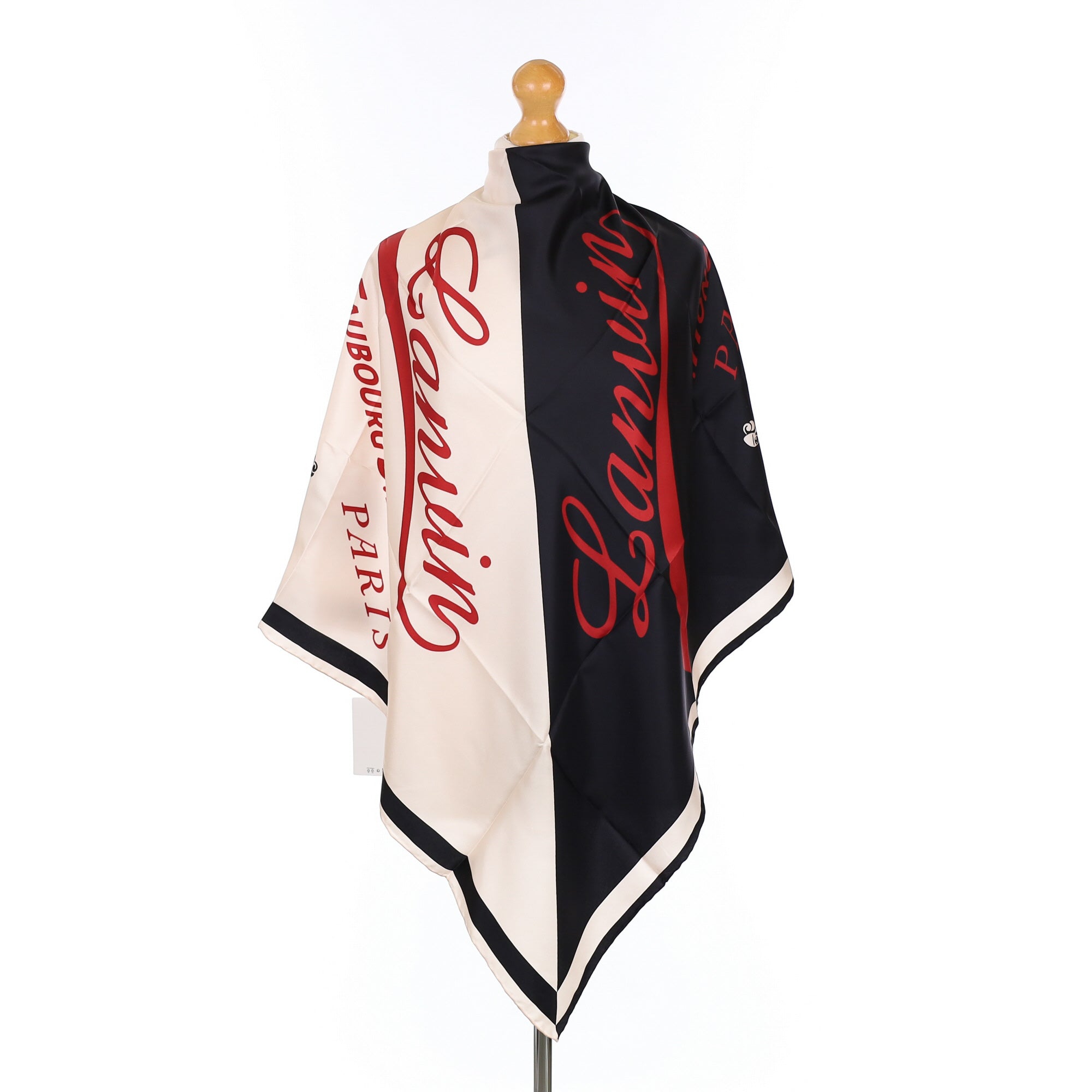 Brand New Lanvin Black, White and Red Silk Scarf