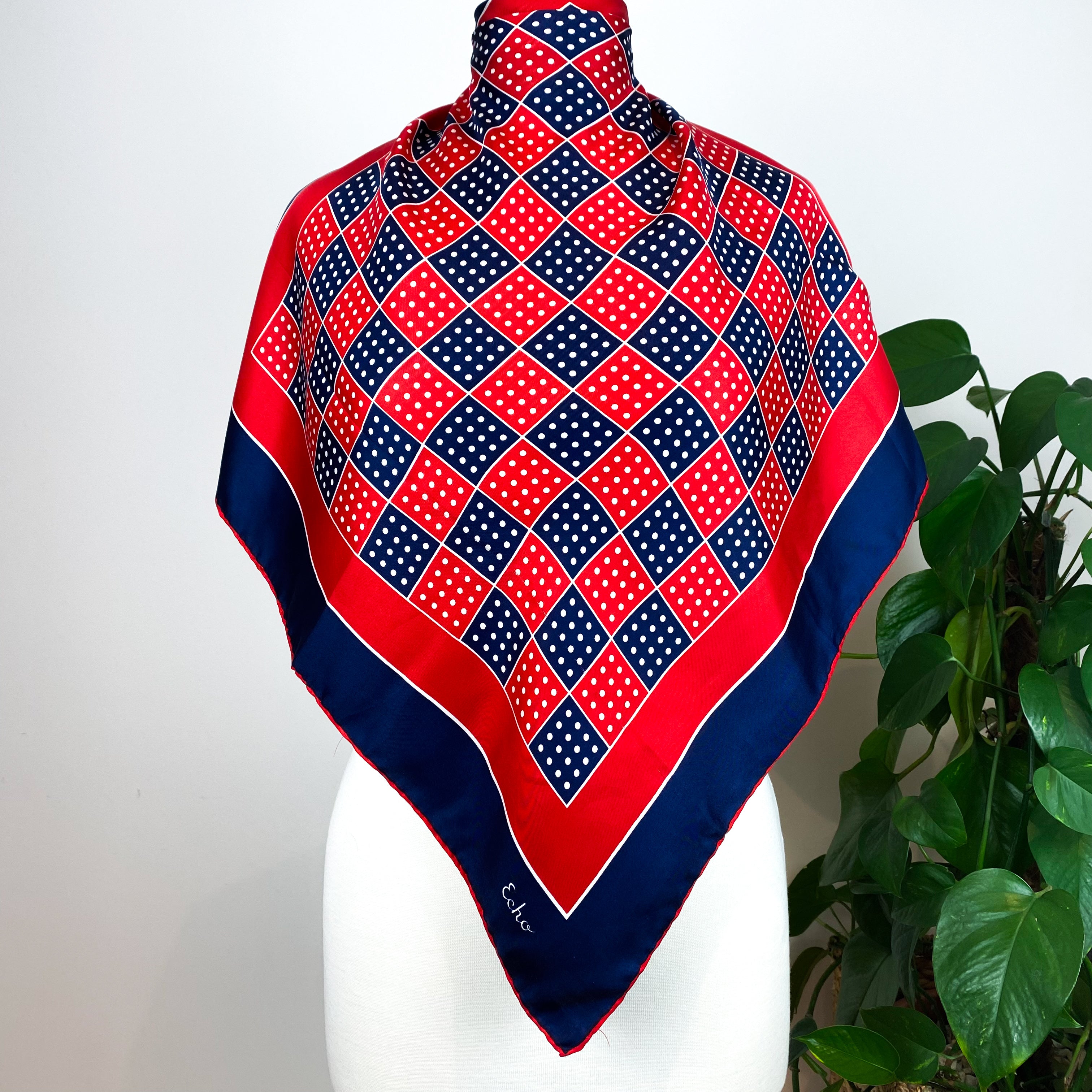 Echo Red White and Blue Pattern Silk Scarf