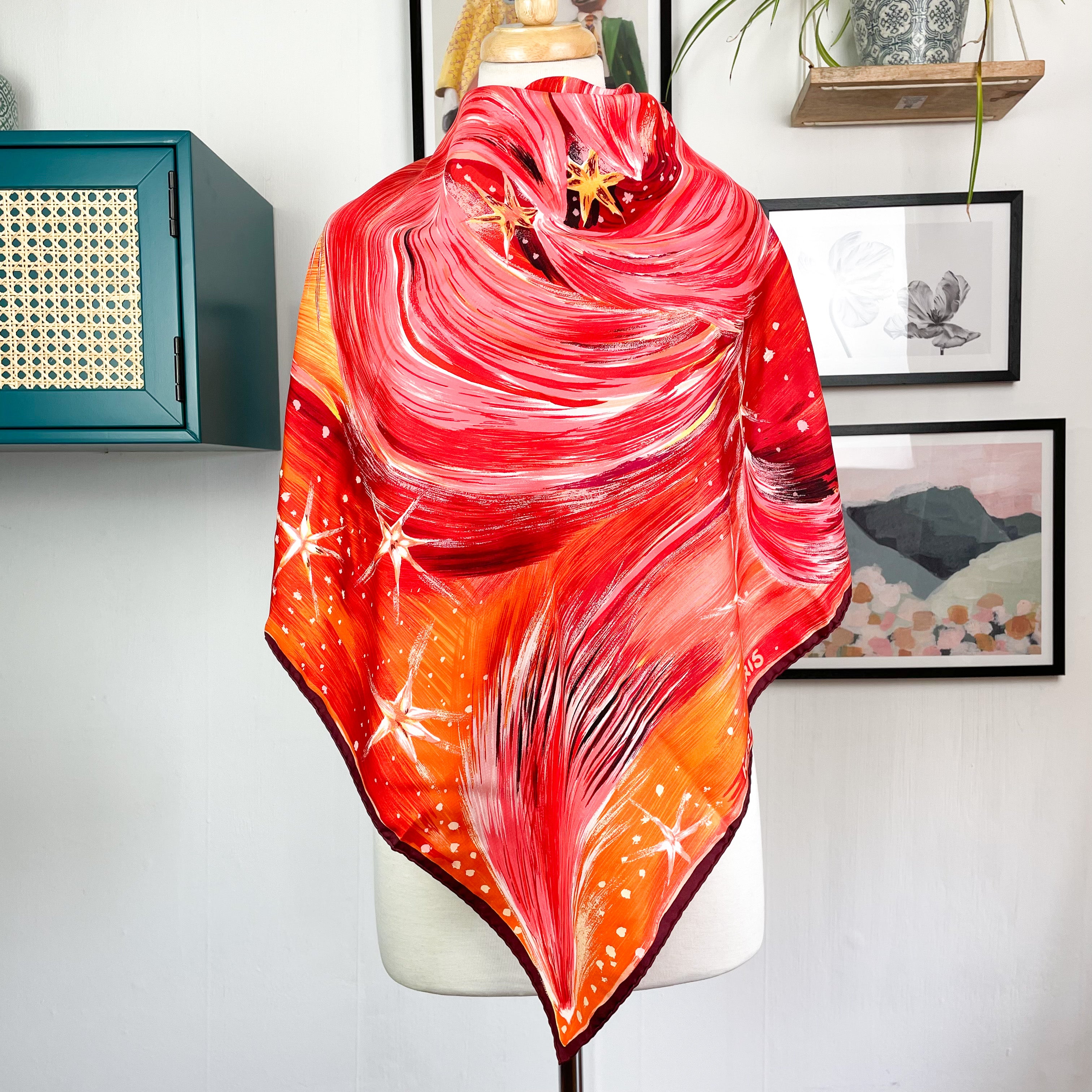 Boxed Hermes Feux du Ciel Vintage Silk Scarf