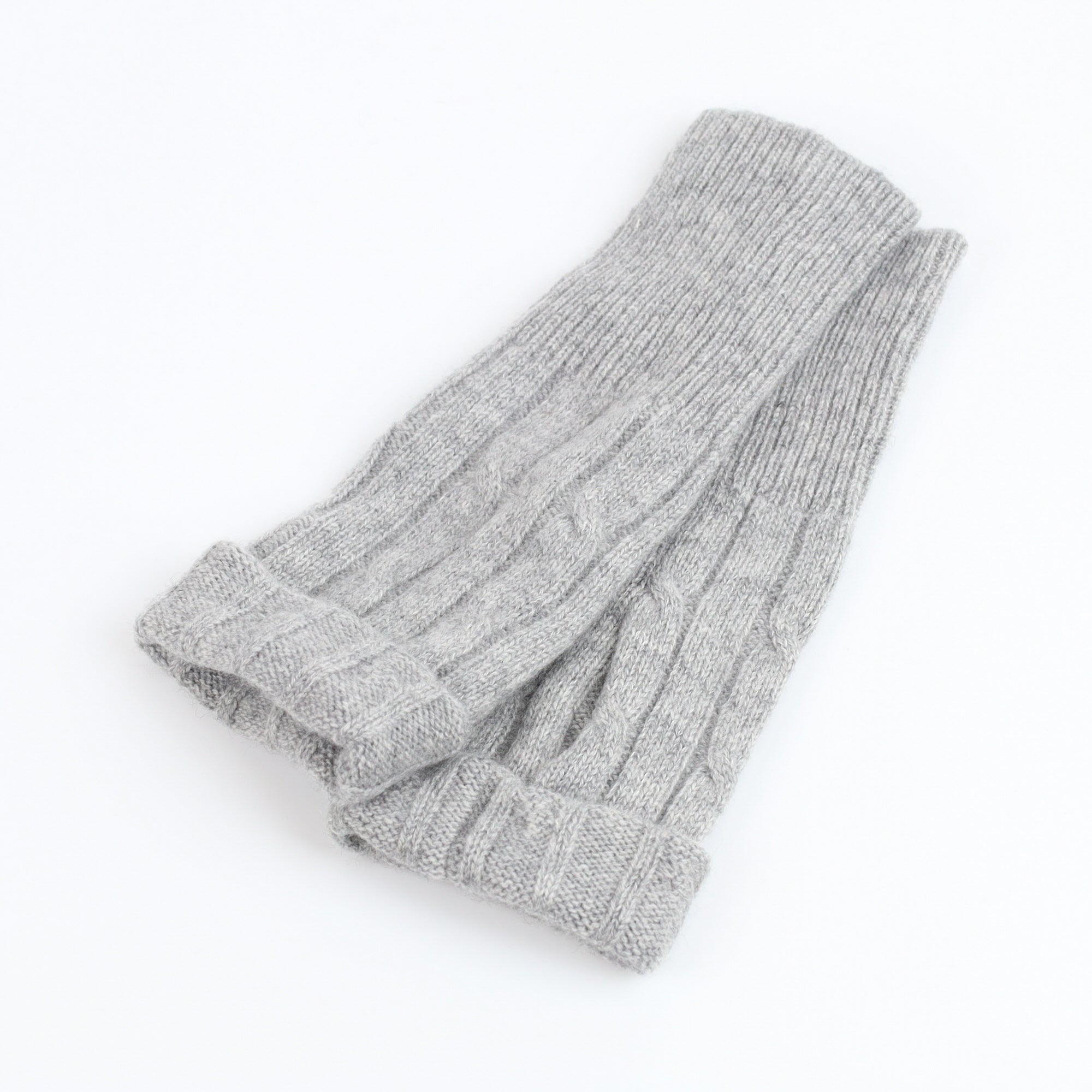Smoke Grey Chunky Cable Fingerless Gloves