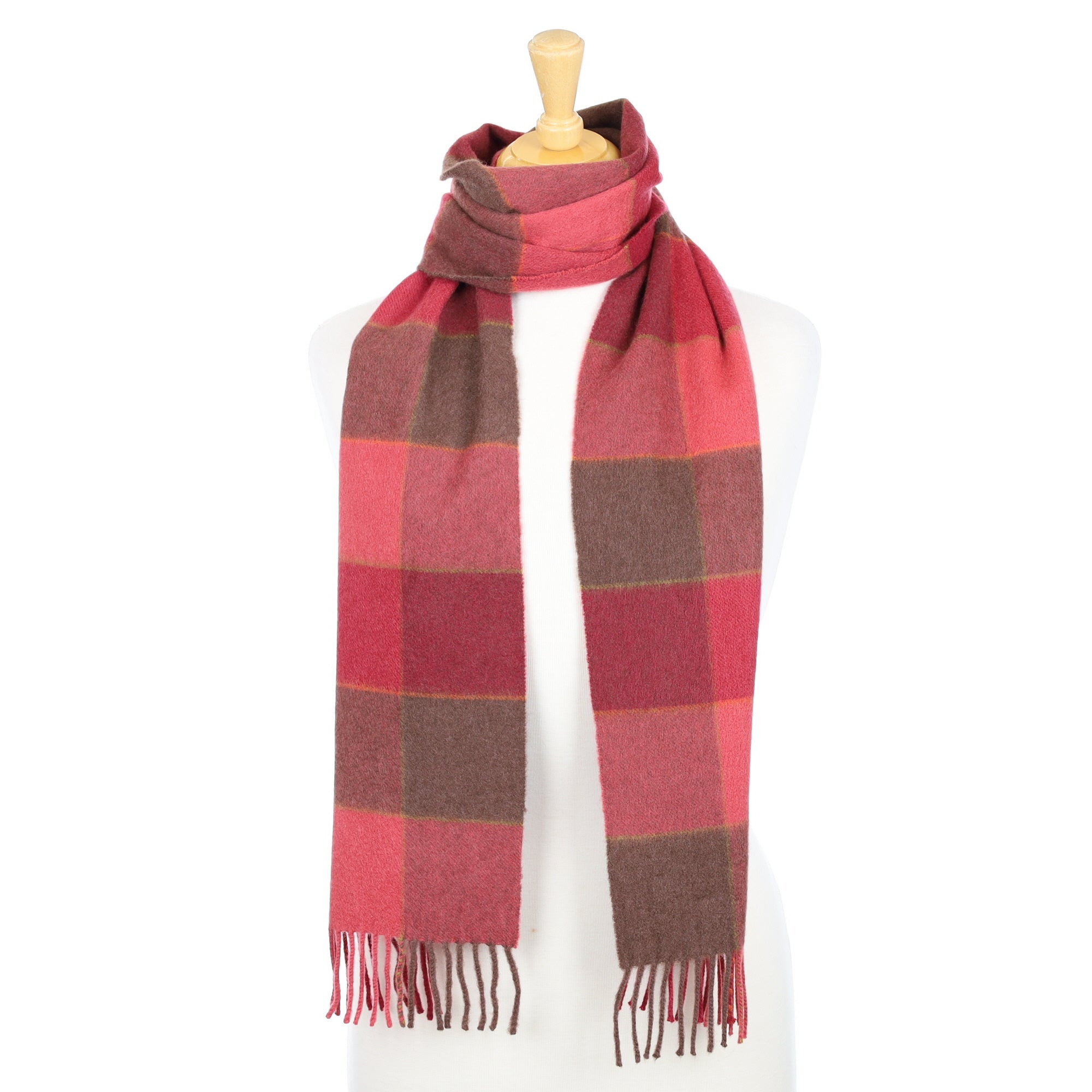Cranberry Red Checked Woven Scarf