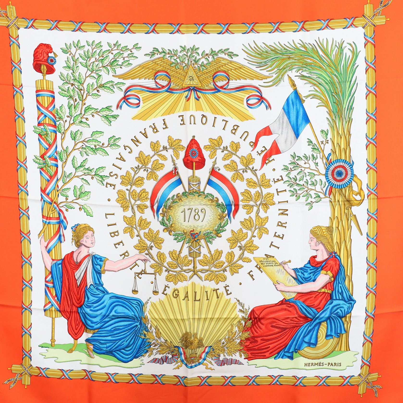 Boxed Hermes Liberte Egalite 1988 Designer Silk Scarf