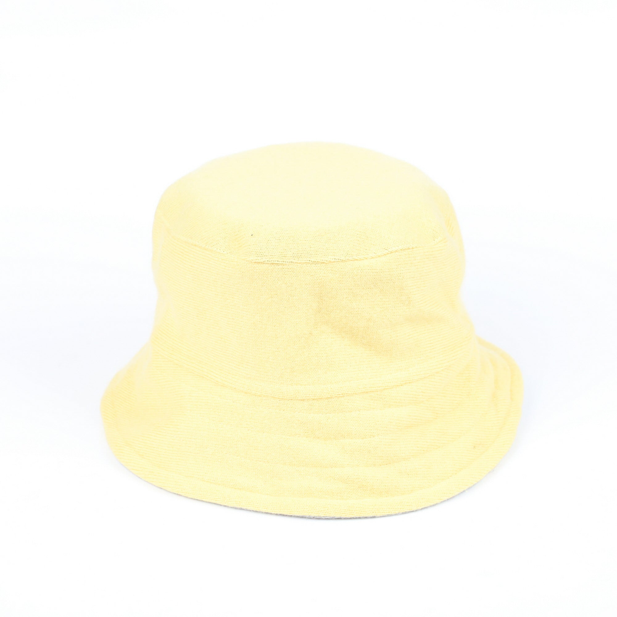 Custard Yellow and Grey Reversible Cashmere Bucket Hat Small