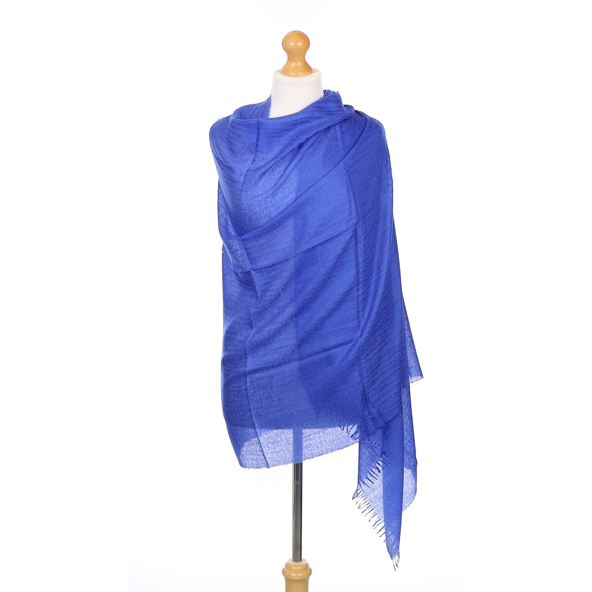 Scottish Cobalt Blue Extra Fine Woven Cashmere & Silk Wrap