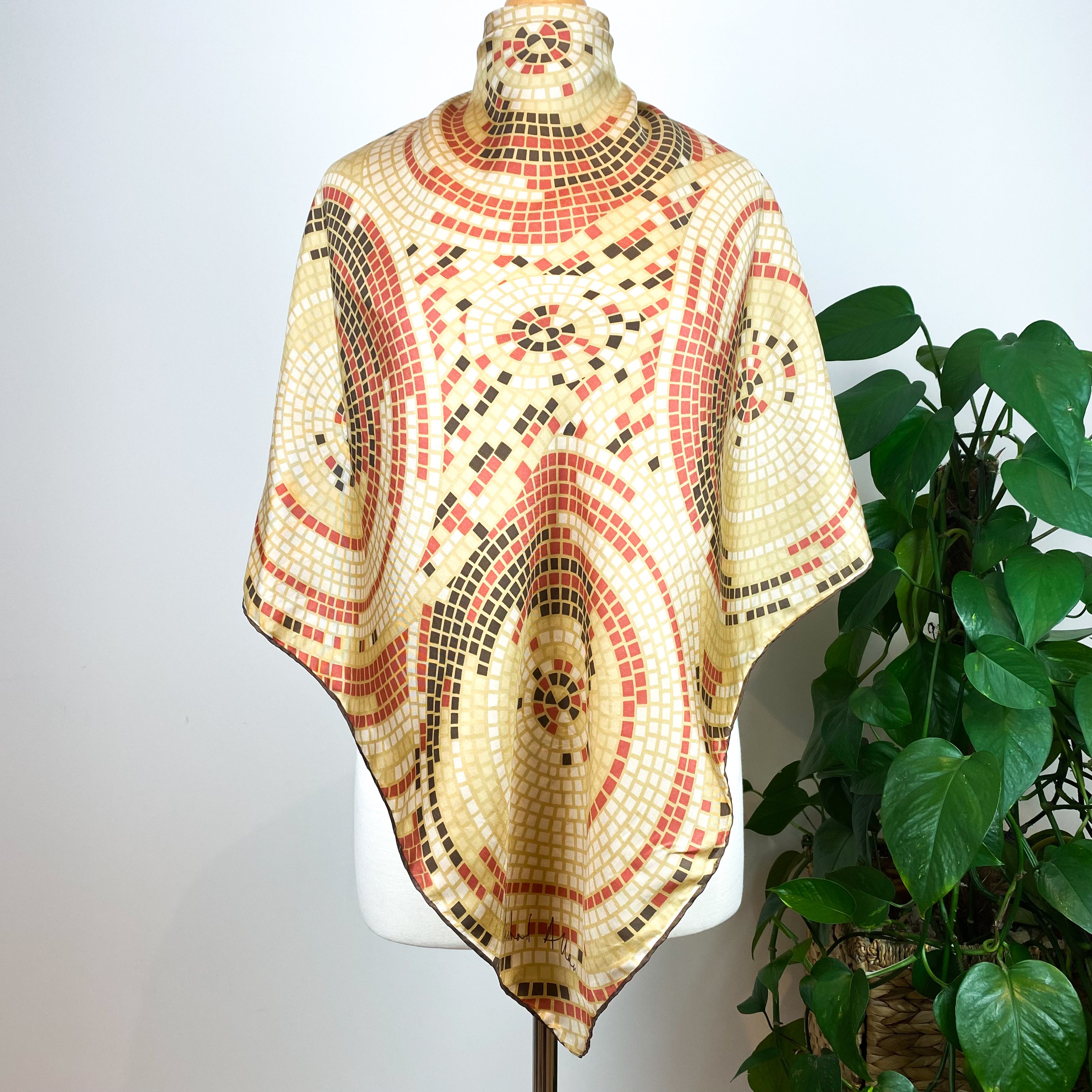 1970’s Richard Allan Mosaic Vintage Silk Scarf