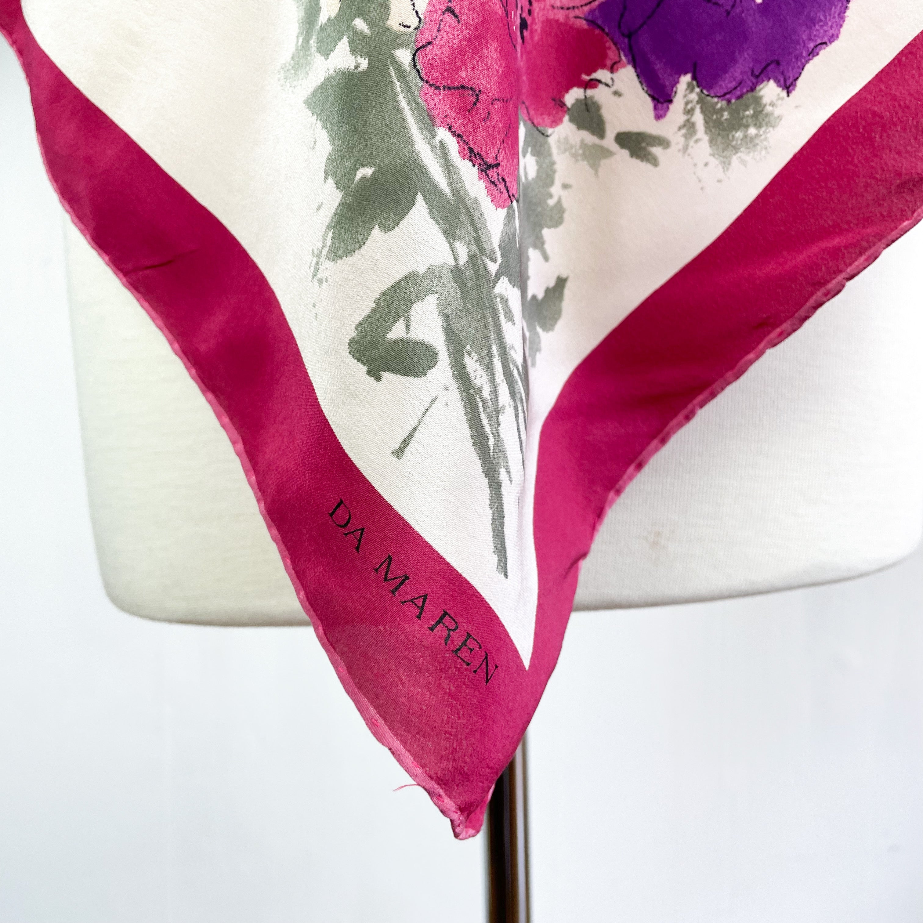 Da Maren Floral Vintage Silk Scarf