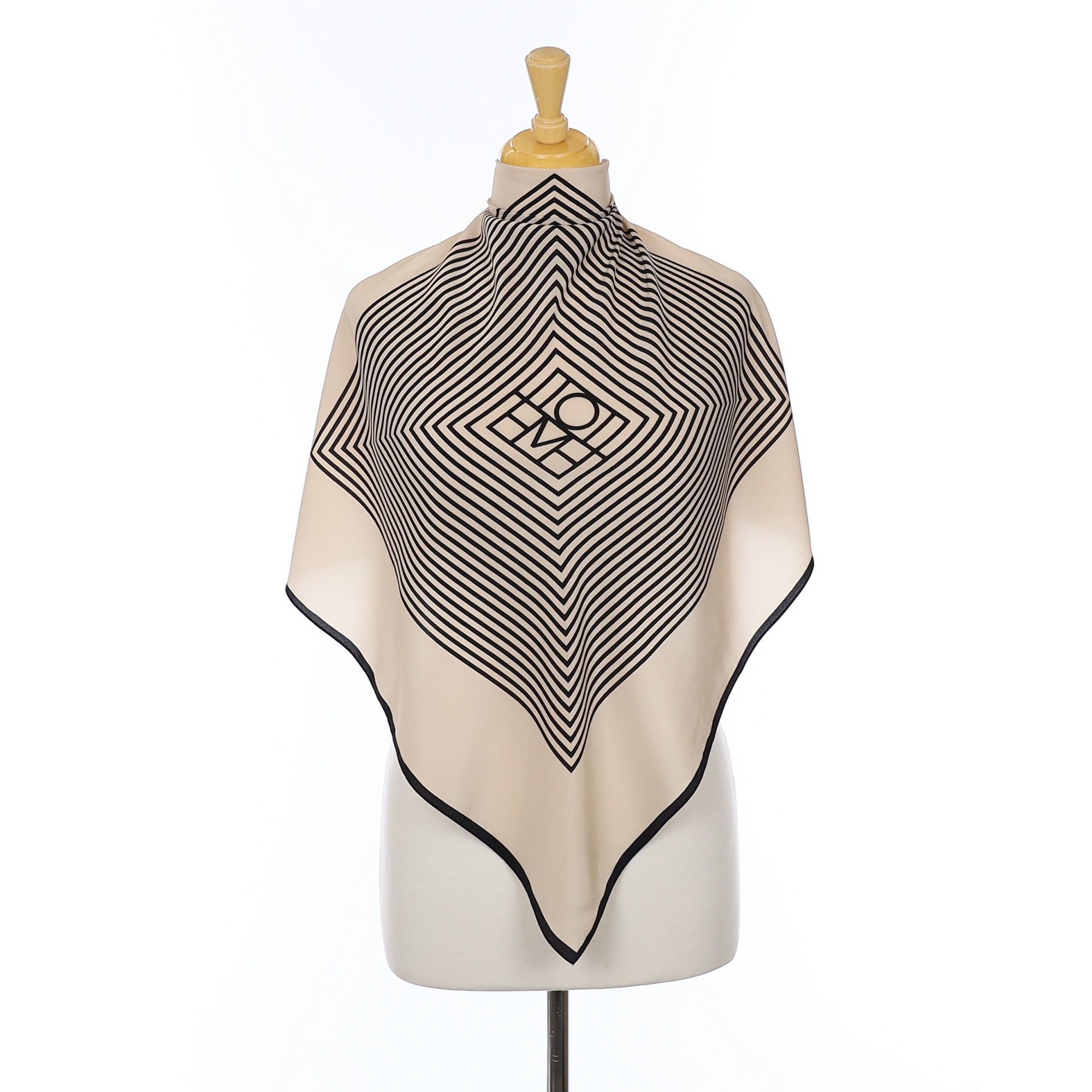 Toteme Geometric Black and Creme Silk Scarf