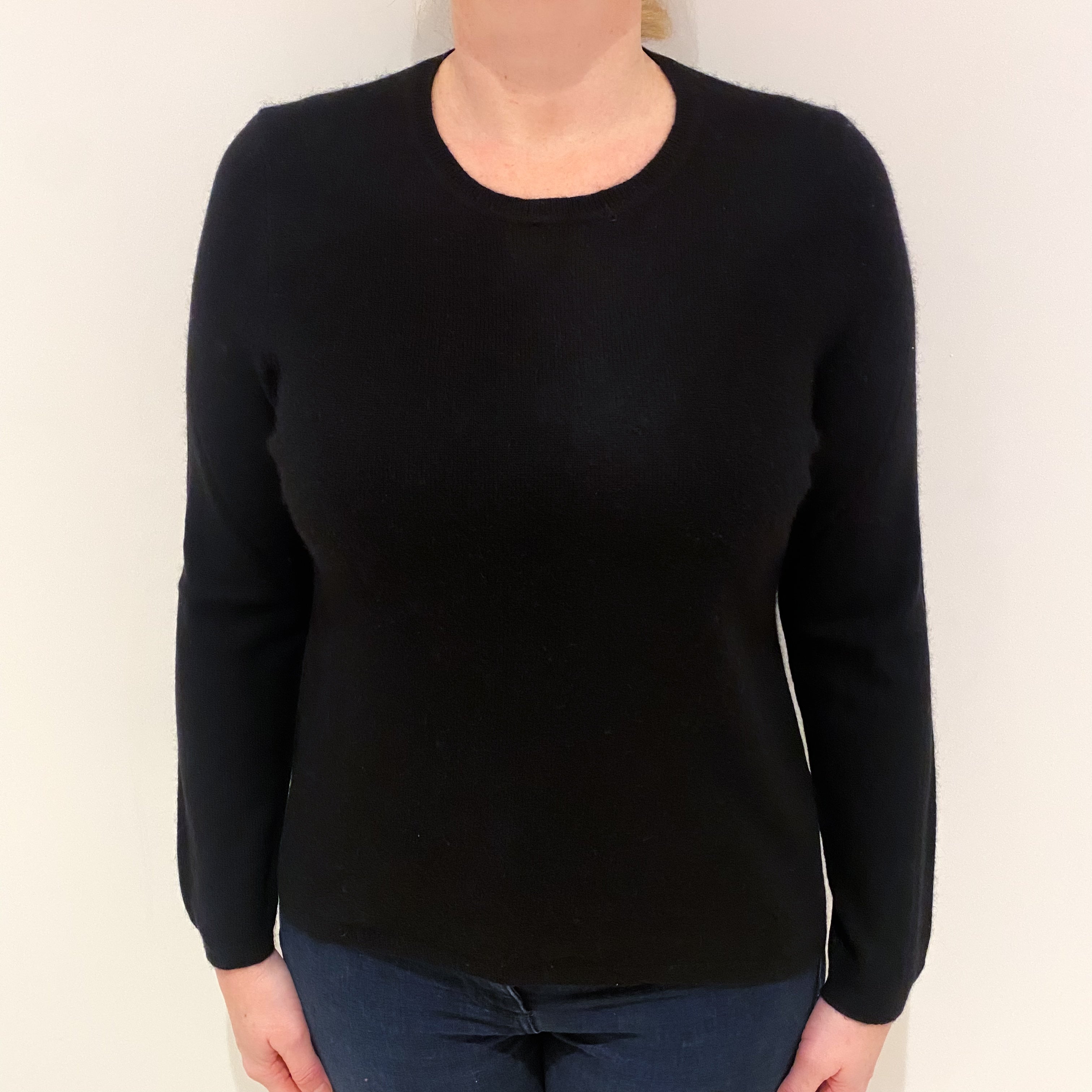 Black Cashmere Crew Neck Jumper Large