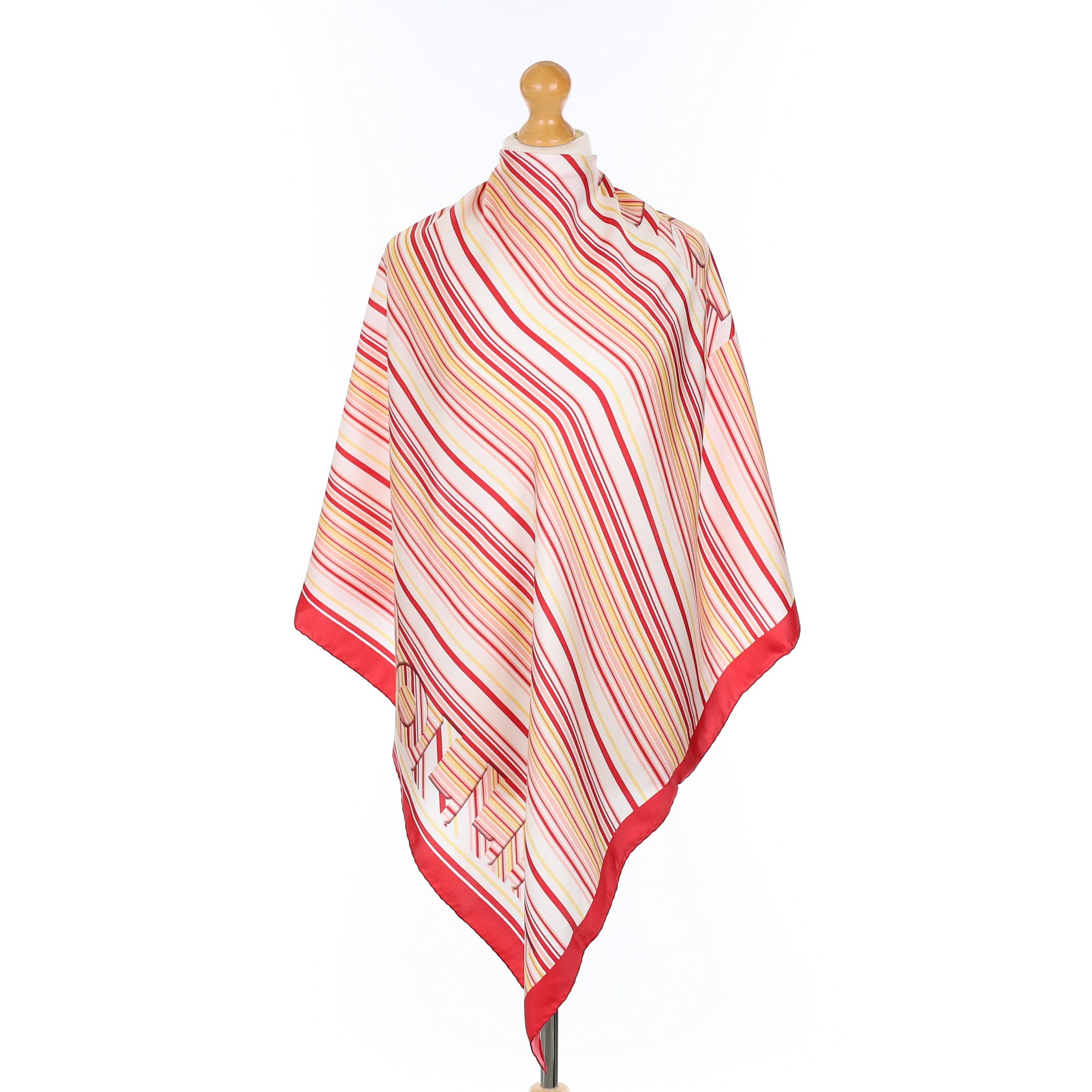 Brand New Pollini Red Striped Silk Scarf