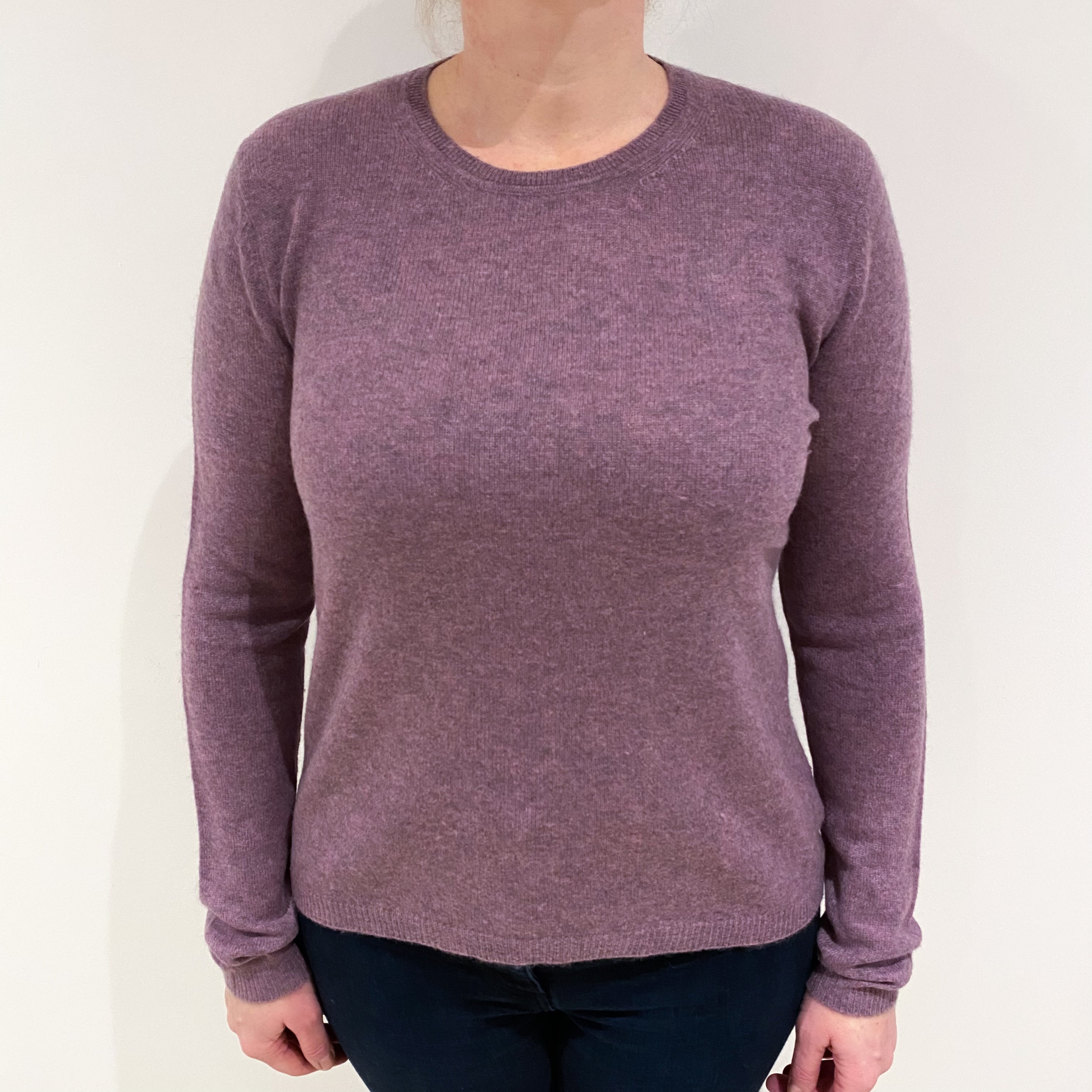 Dusky Heather Purple Cashmere Crew Neck Jumper Large