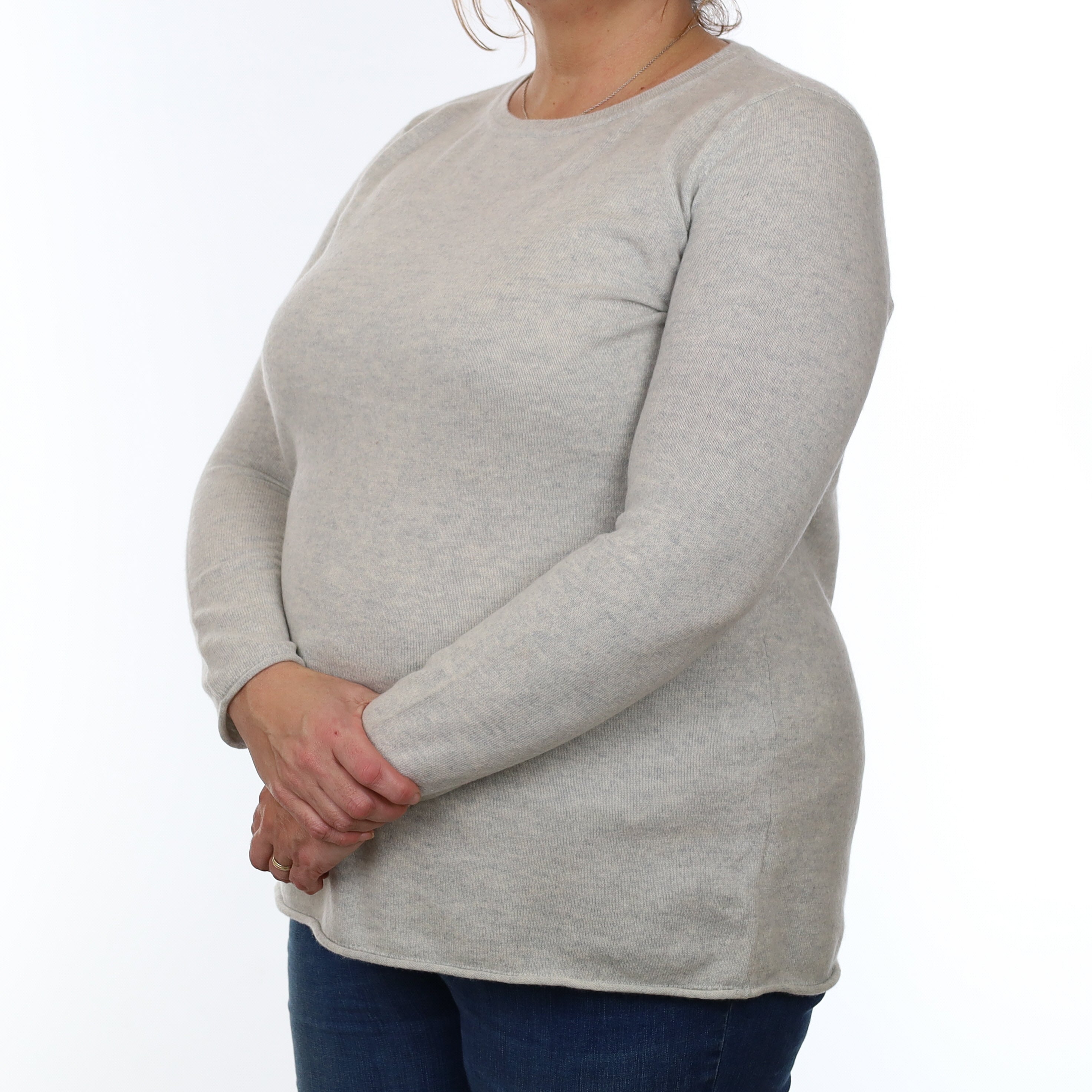 Mist Grey Cashmere Crew Neck Jumper Extra Large