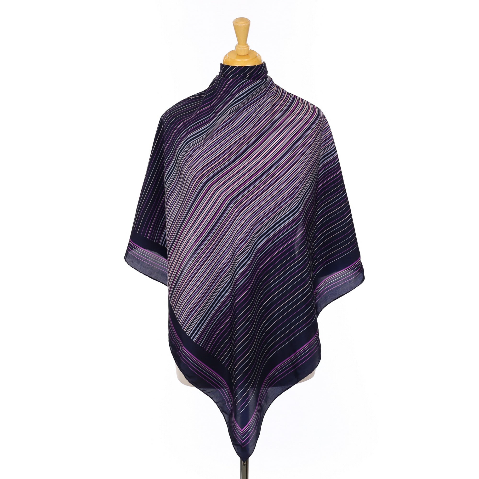 Black and Purple Vintage Silk Scarf