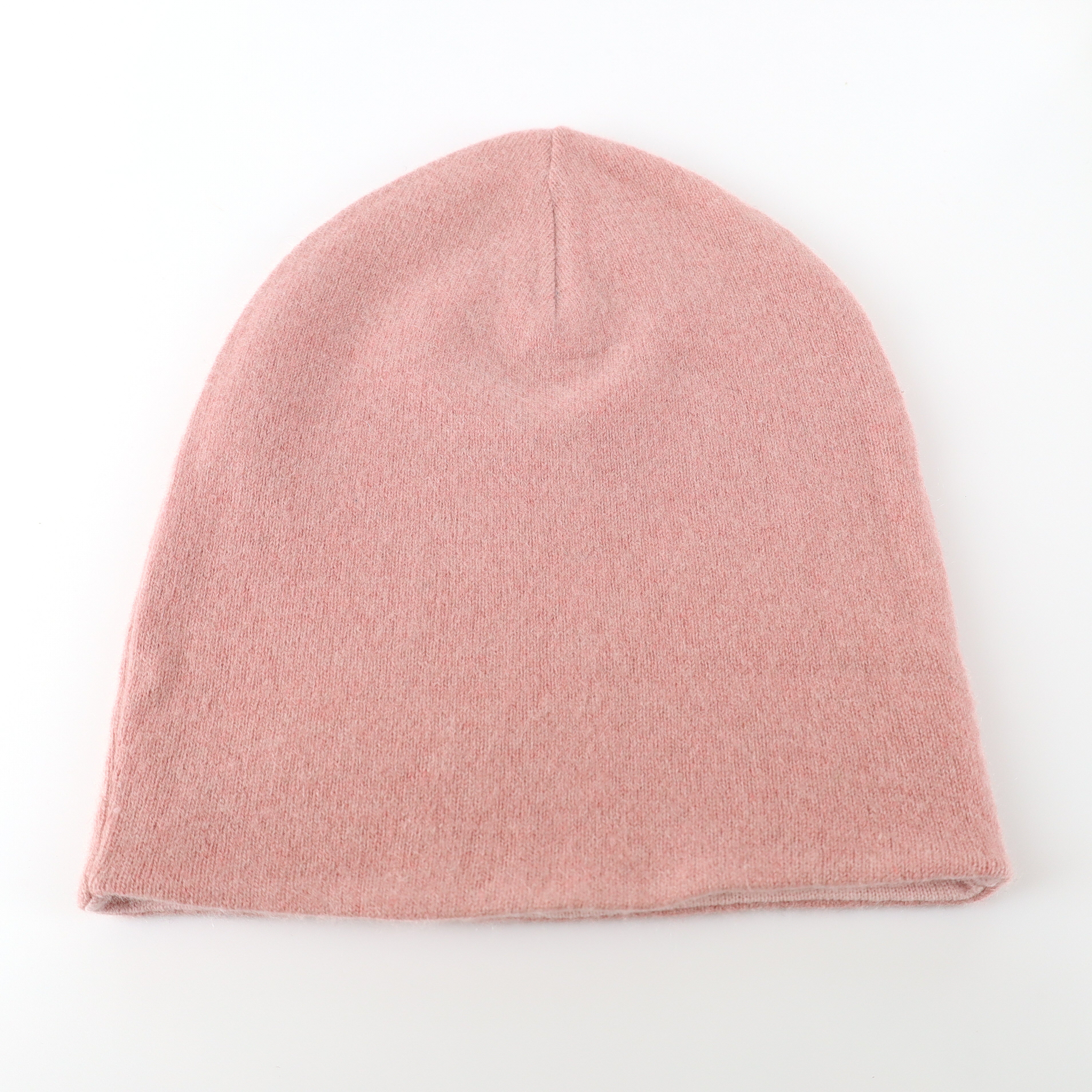 Ice Pink and Sweet Nectar Reversible Cashmere Beanie Hat
