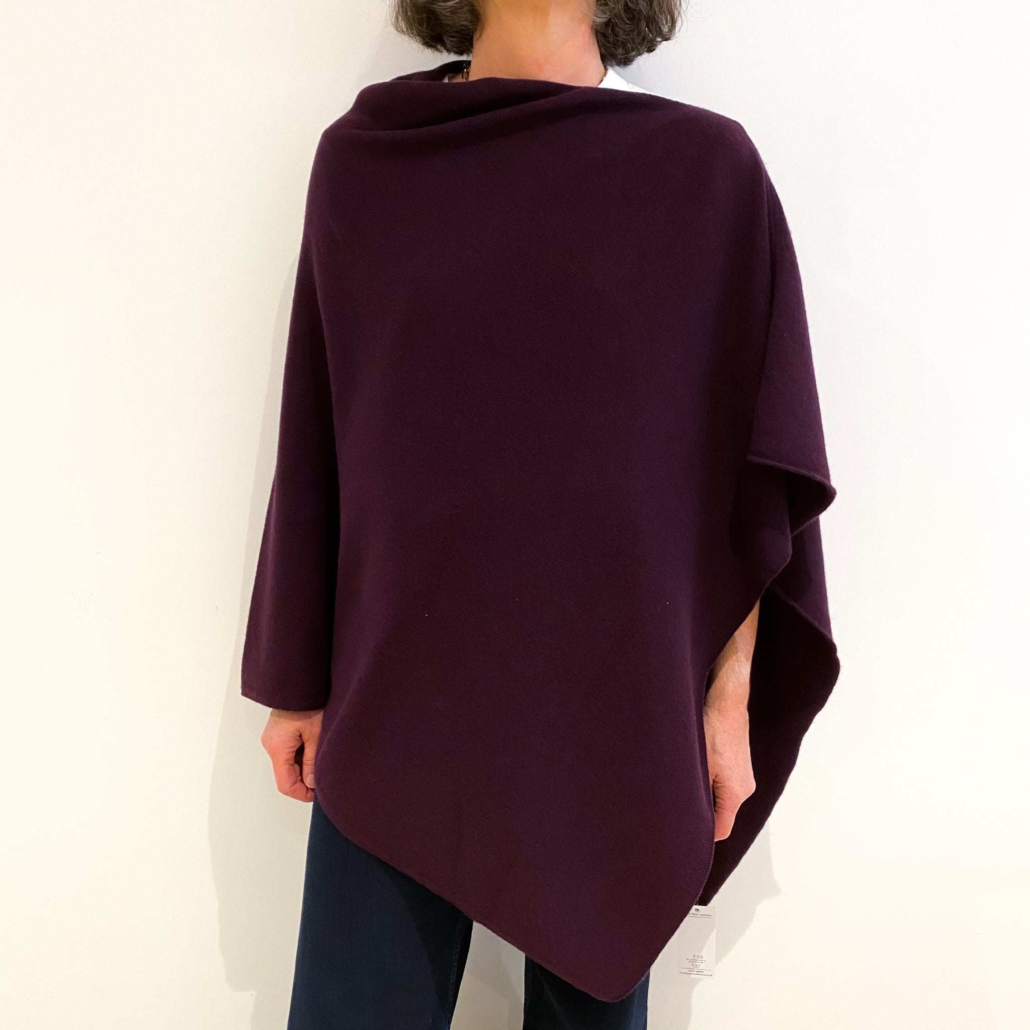 Brand New Scottish Aubergine Cashmere Poncho One Size