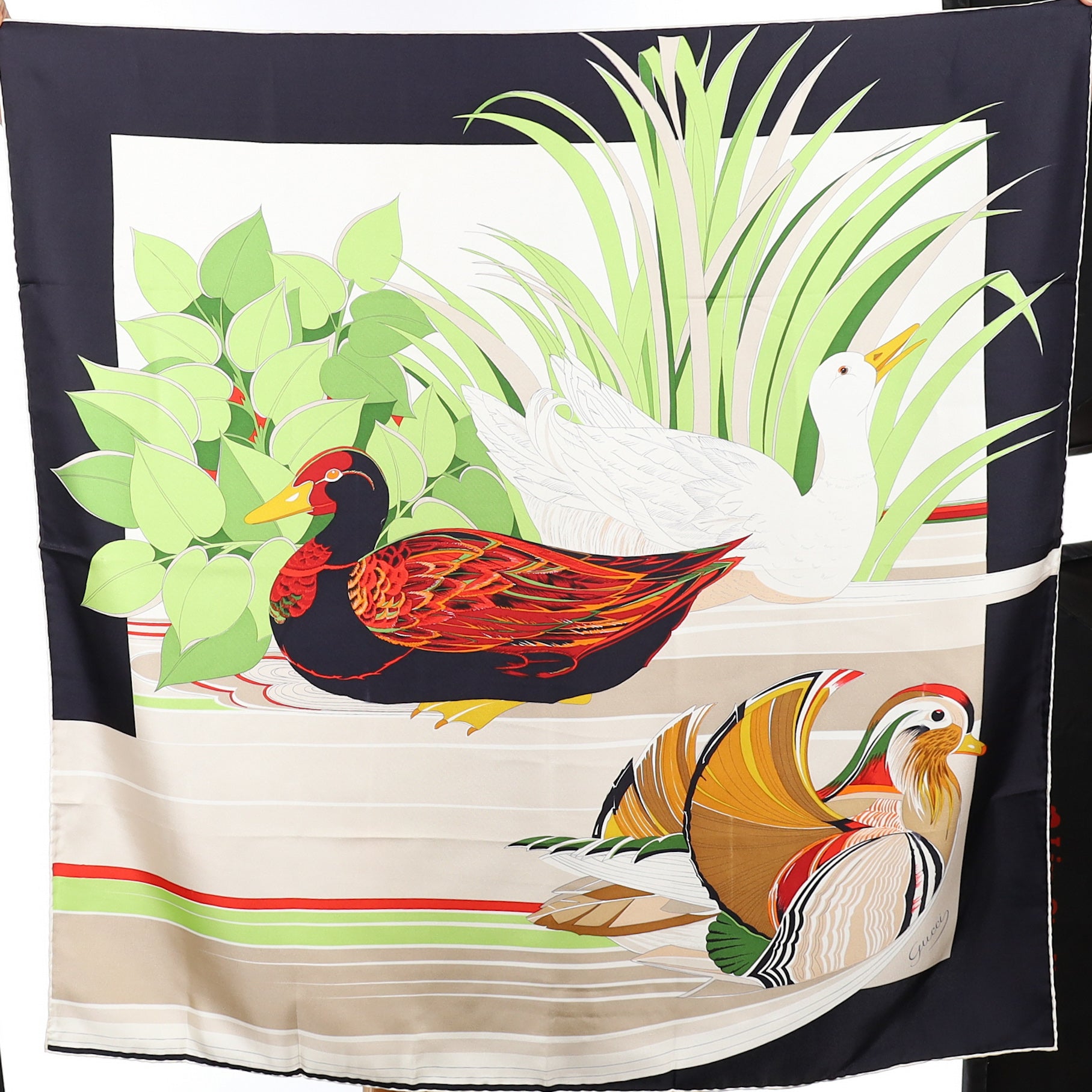 Brand New Gucci Duck Theme Vintage Silk Scarf