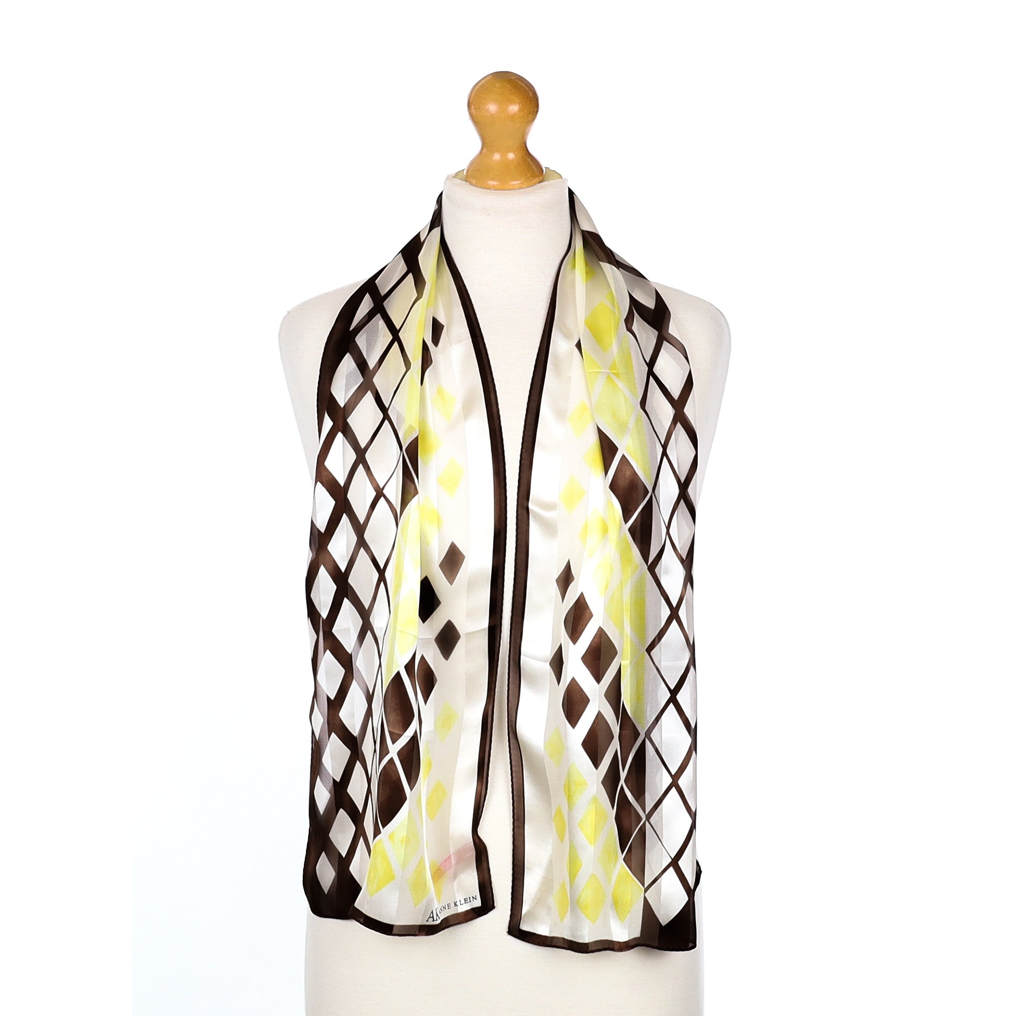Immaculate Anne Klein Geometric Long Silk Scarf