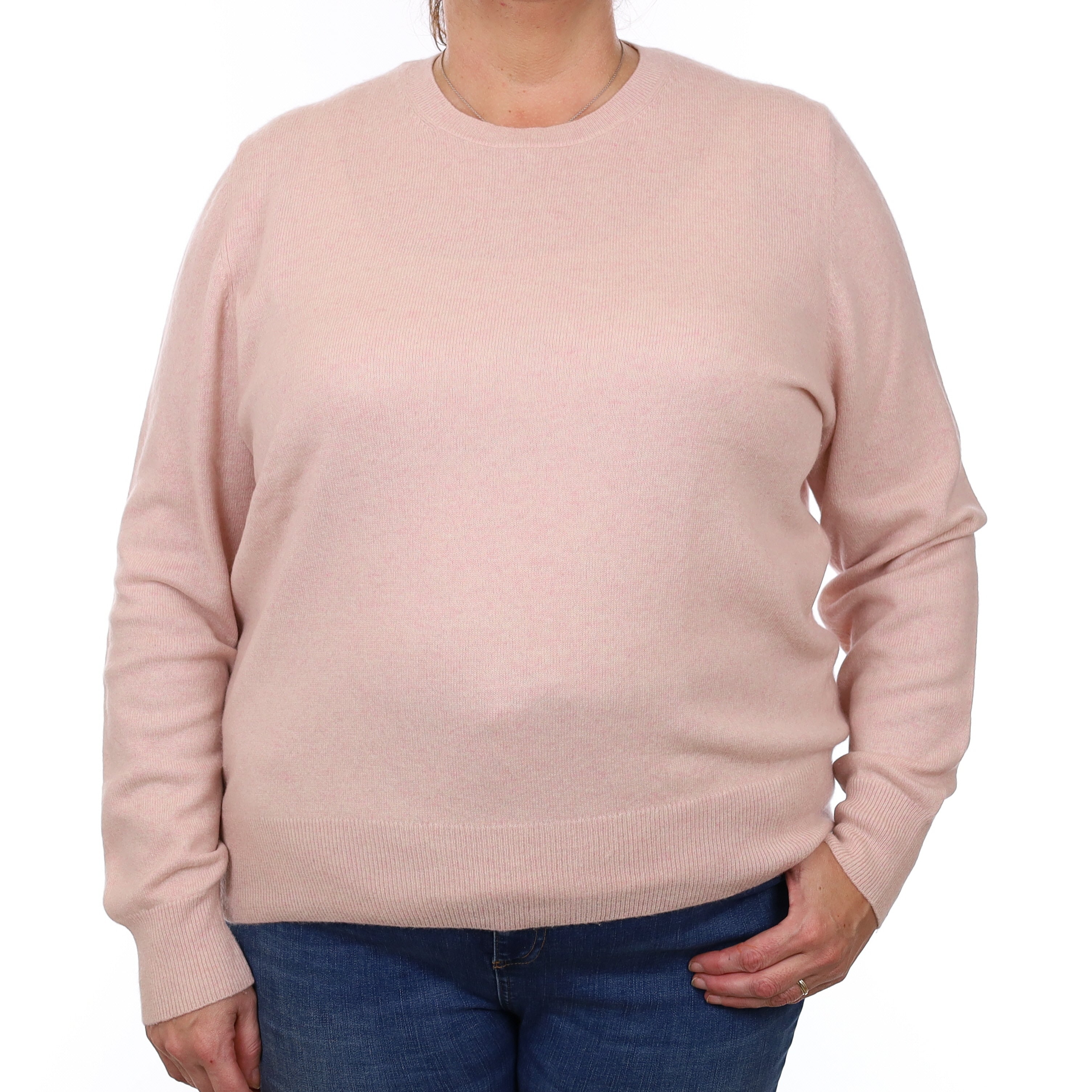 Oyster Pink Cashmere Crew Neck Jumper Extra Large