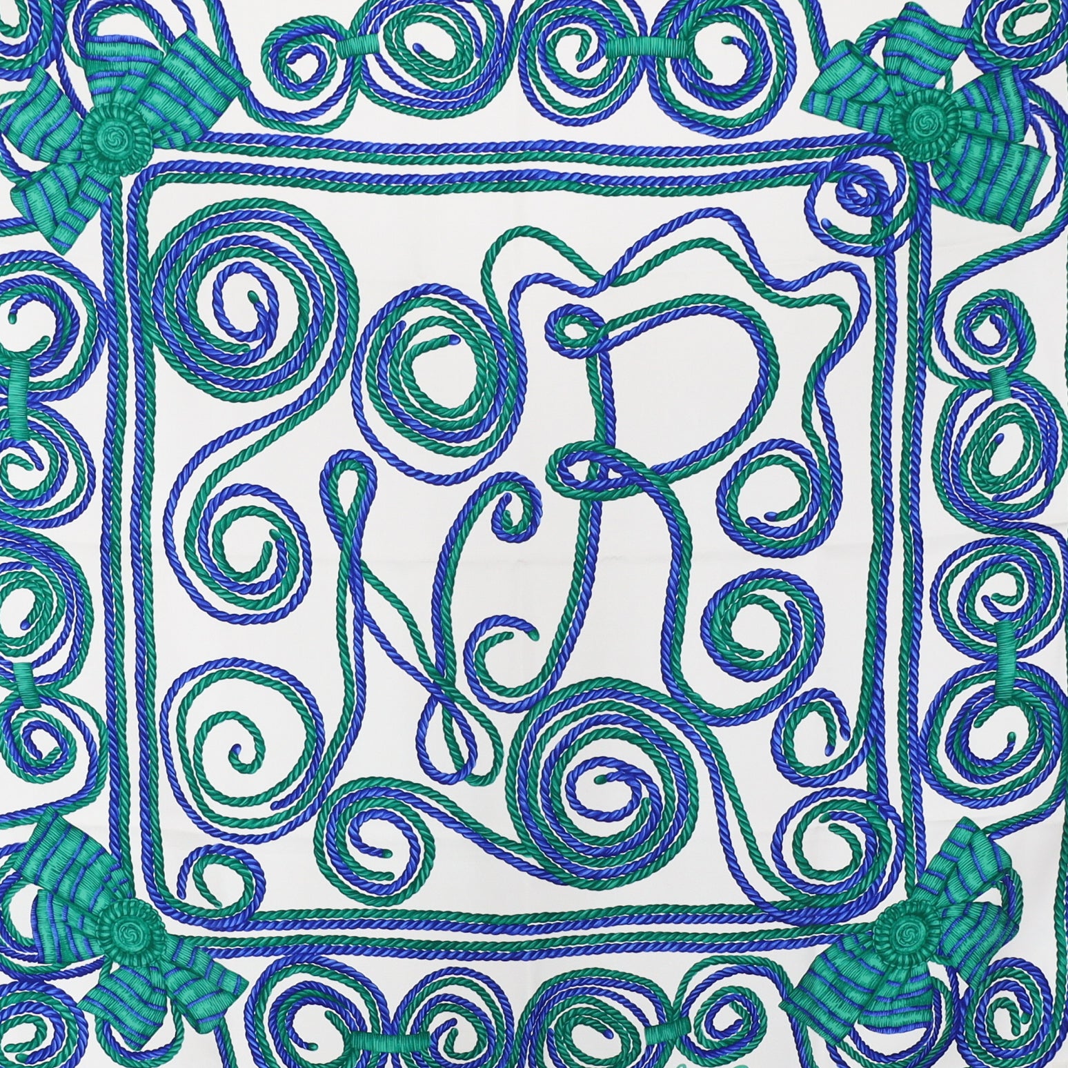 Brand New Nina Ricci Blue and Green Silk Scarf