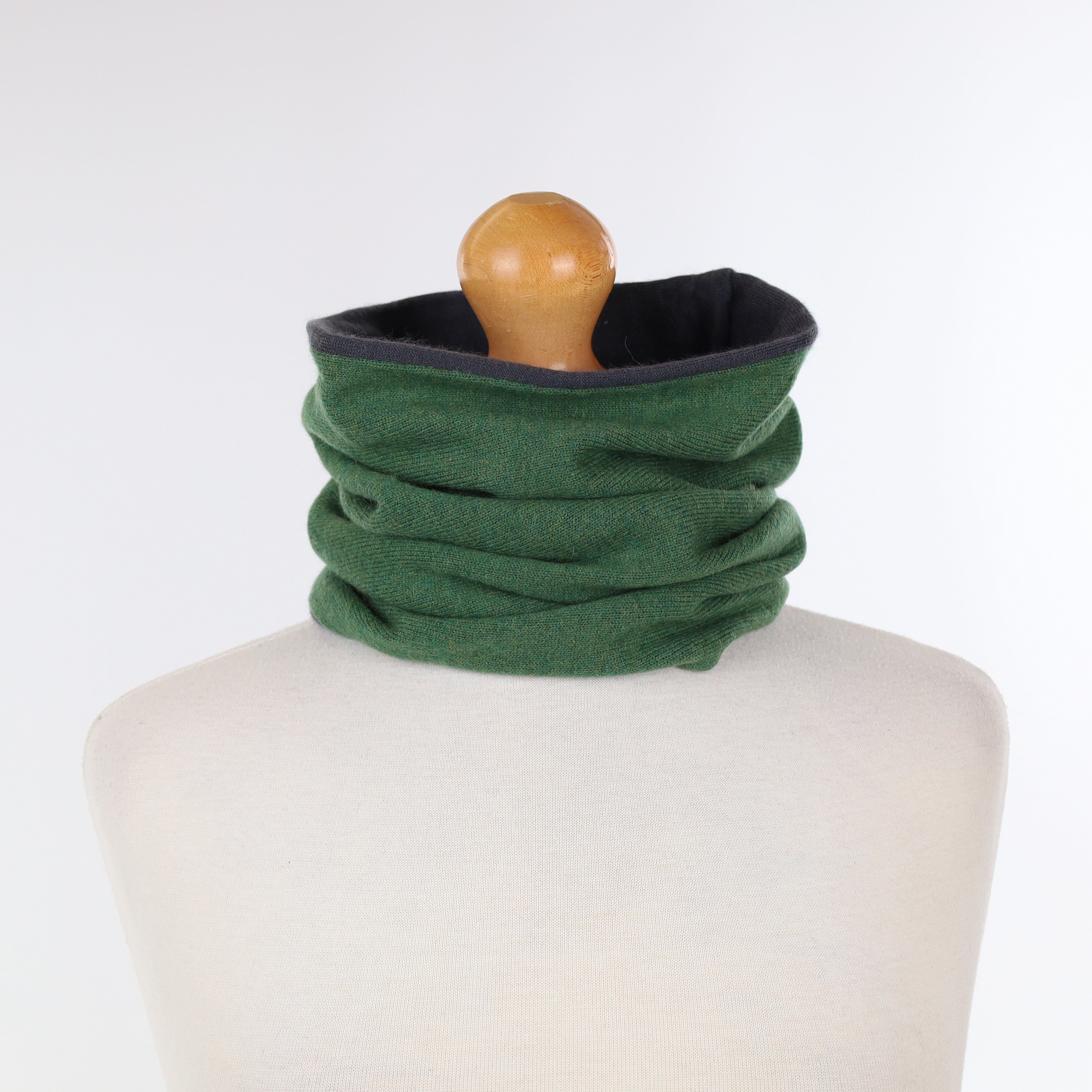 Fern Green and Grey Luxury Double Layered Snood