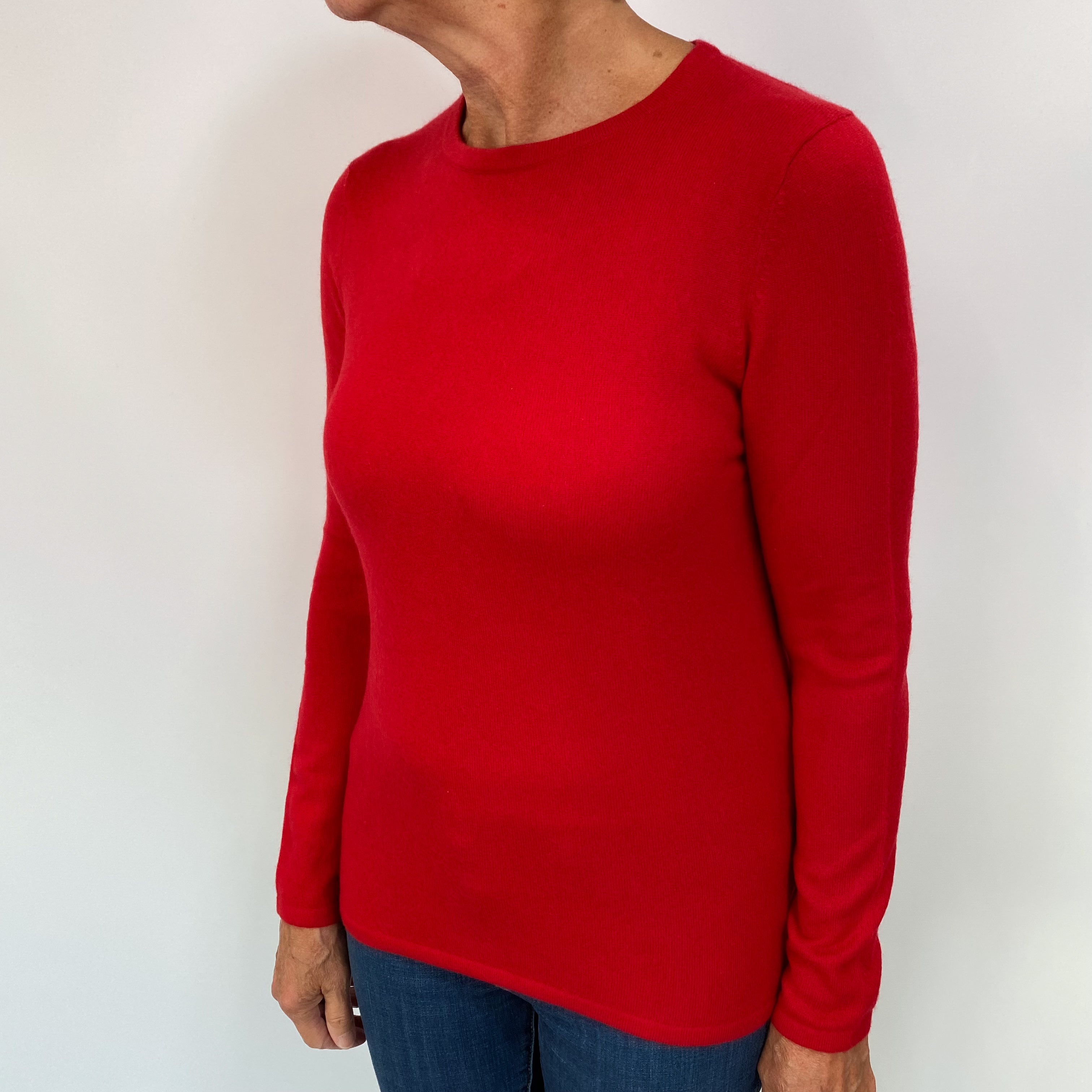 Berry Red Cashmere Crew Neck Jumper Medium
