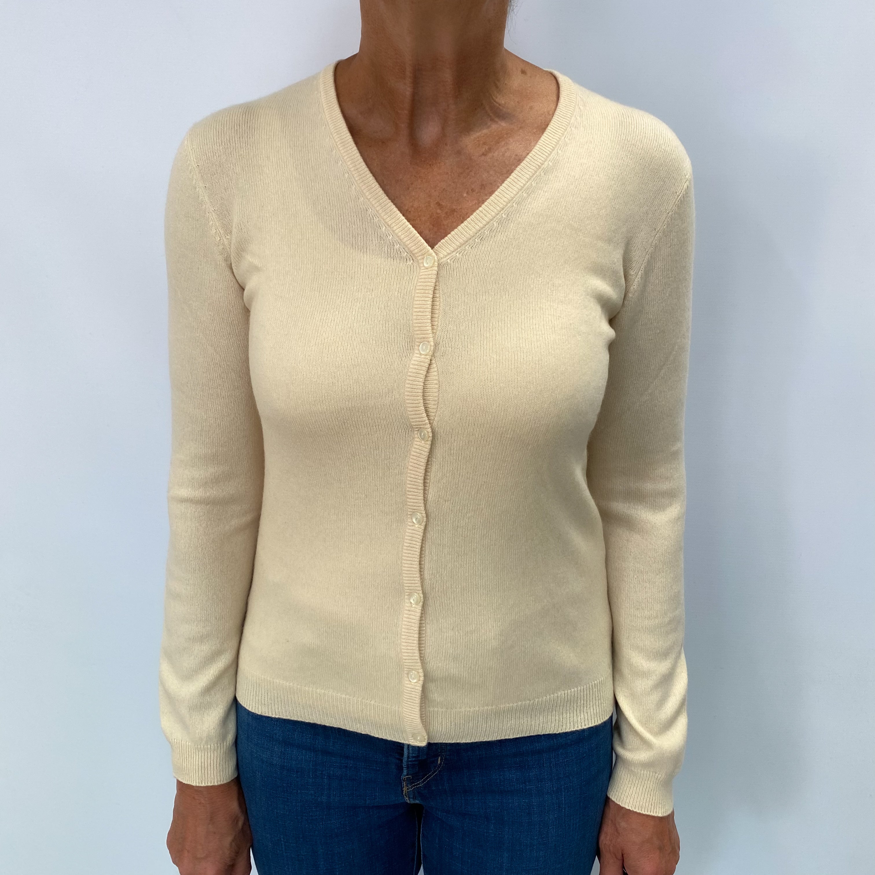 Primrose Yellow Cashmere V Neck Cardigan Medium