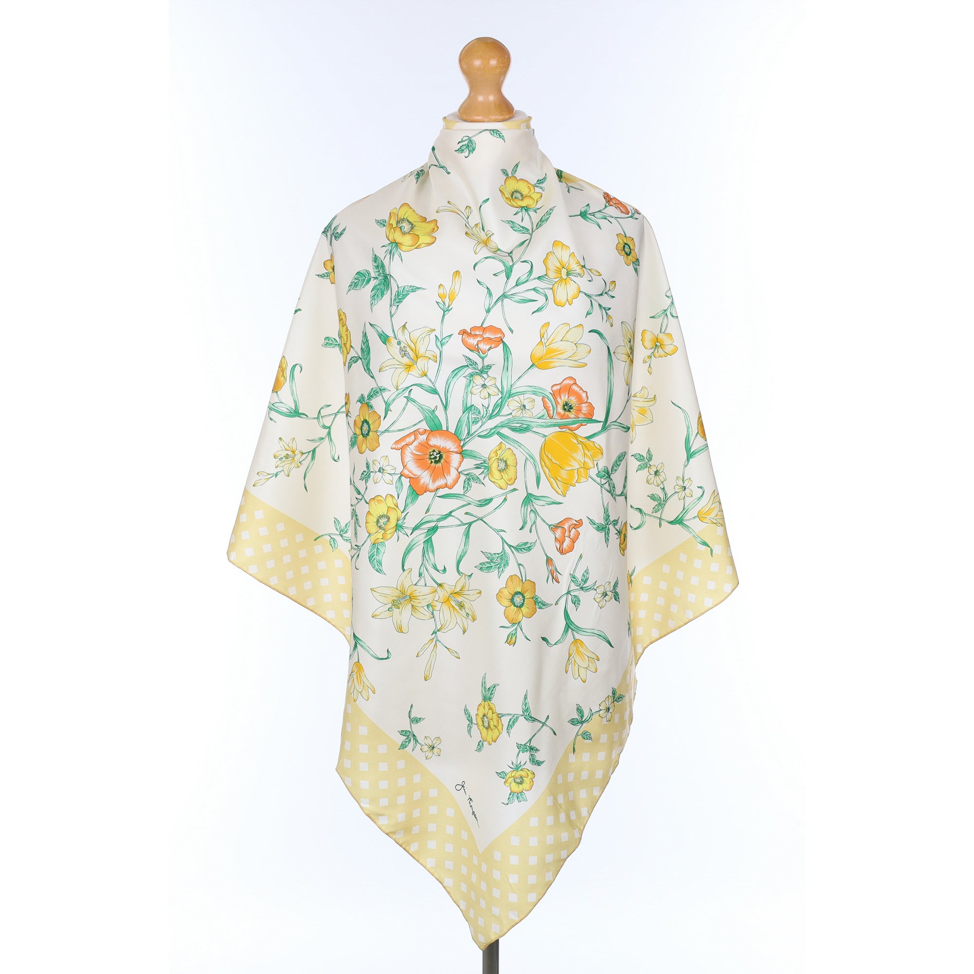 Jim Thompson Yellow Floral Silk Scarf
