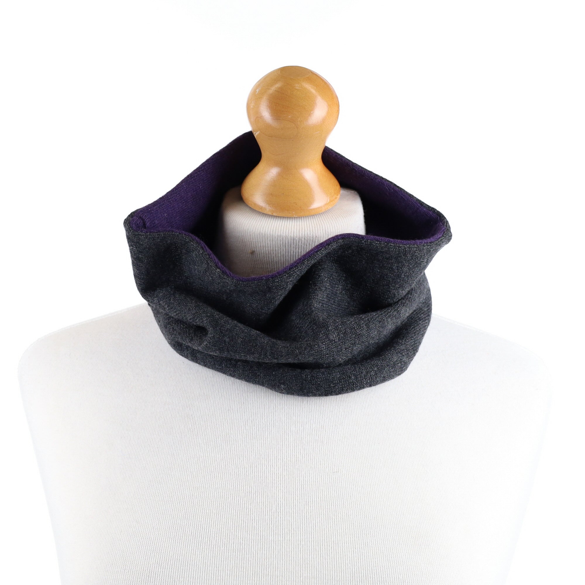 Charcoal Grey and Grape Purple Neck Warmer