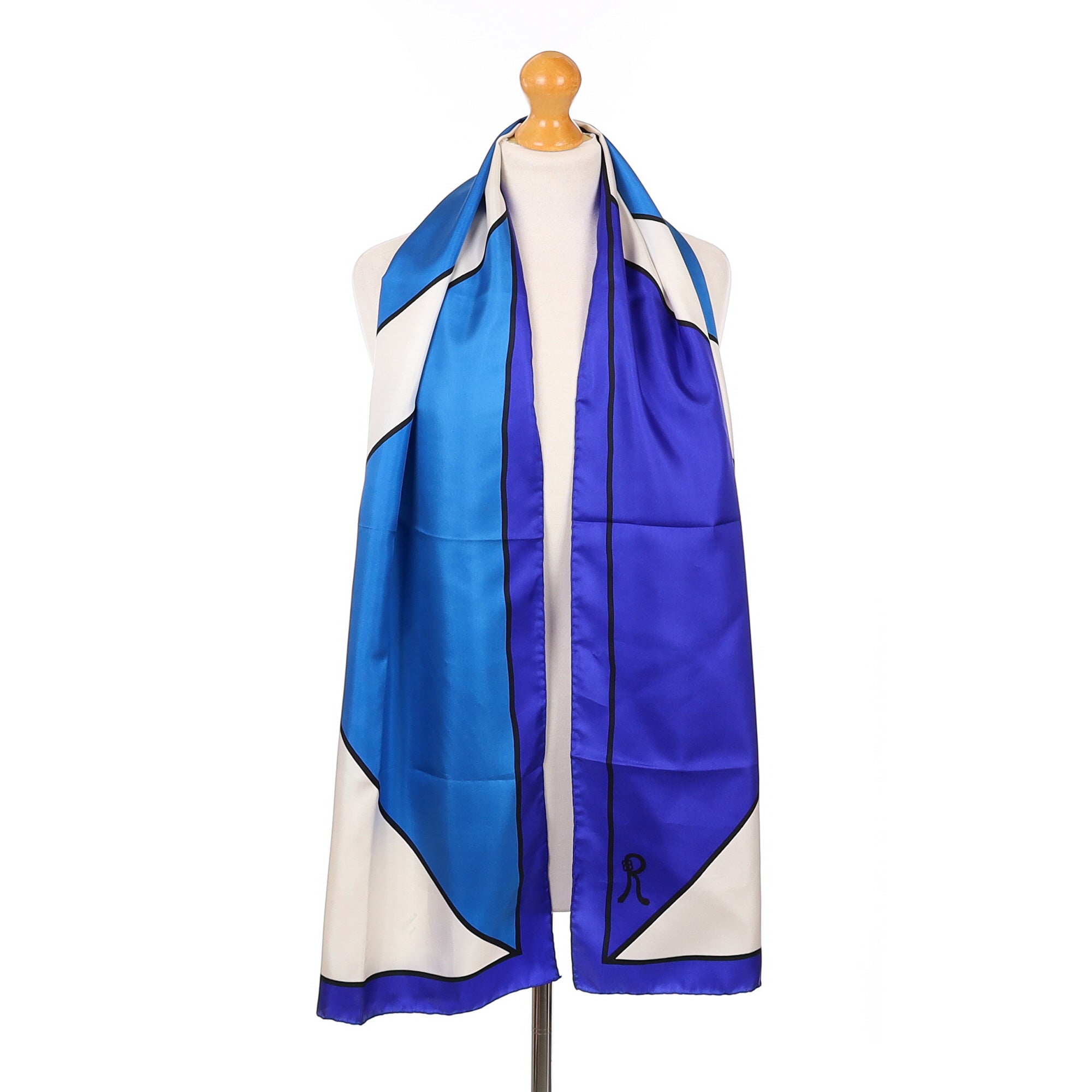 Roberta Di Camerino Blue and White Silk Scarf