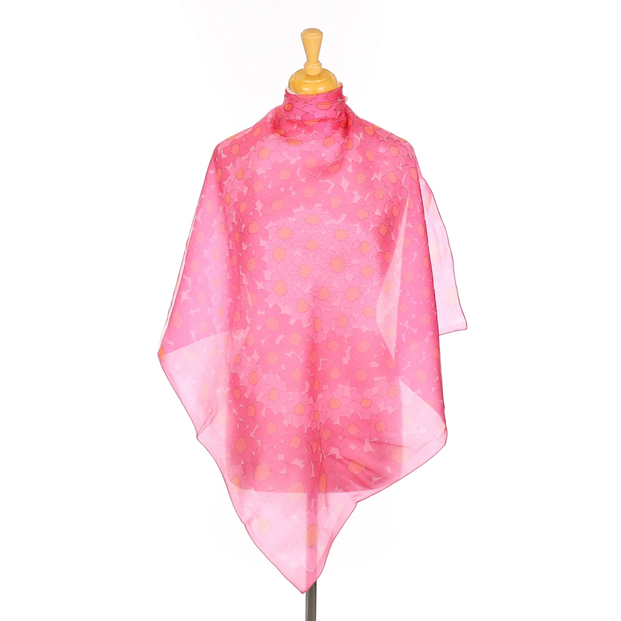 Brand New Double Layered Pink Floral Silk Scarf