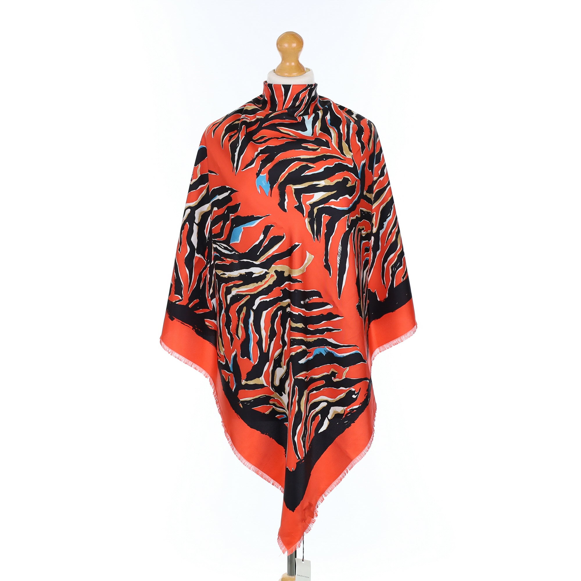 Brand New Balenciaga Red and Black Silk Scarf