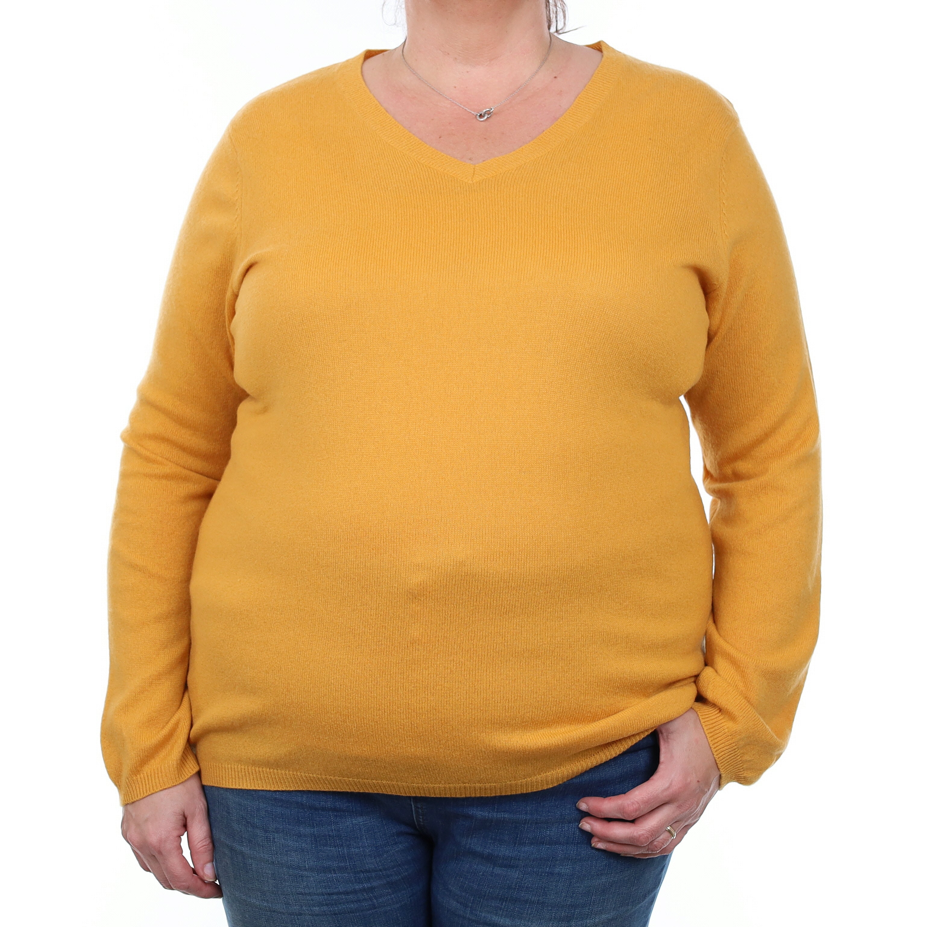 Marmalade Orange Cashmere V Neck Jumper XL