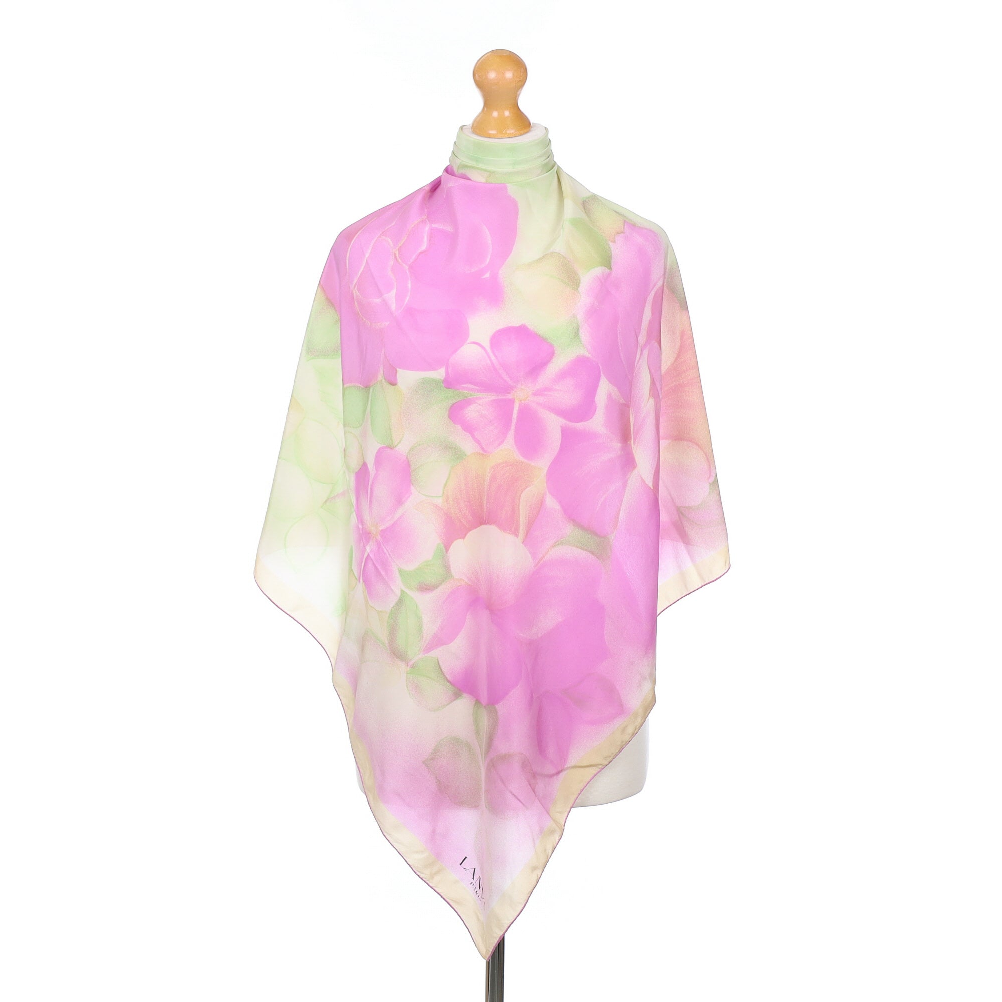 Lanvin Pink Floral Vintage Silk Scarf
