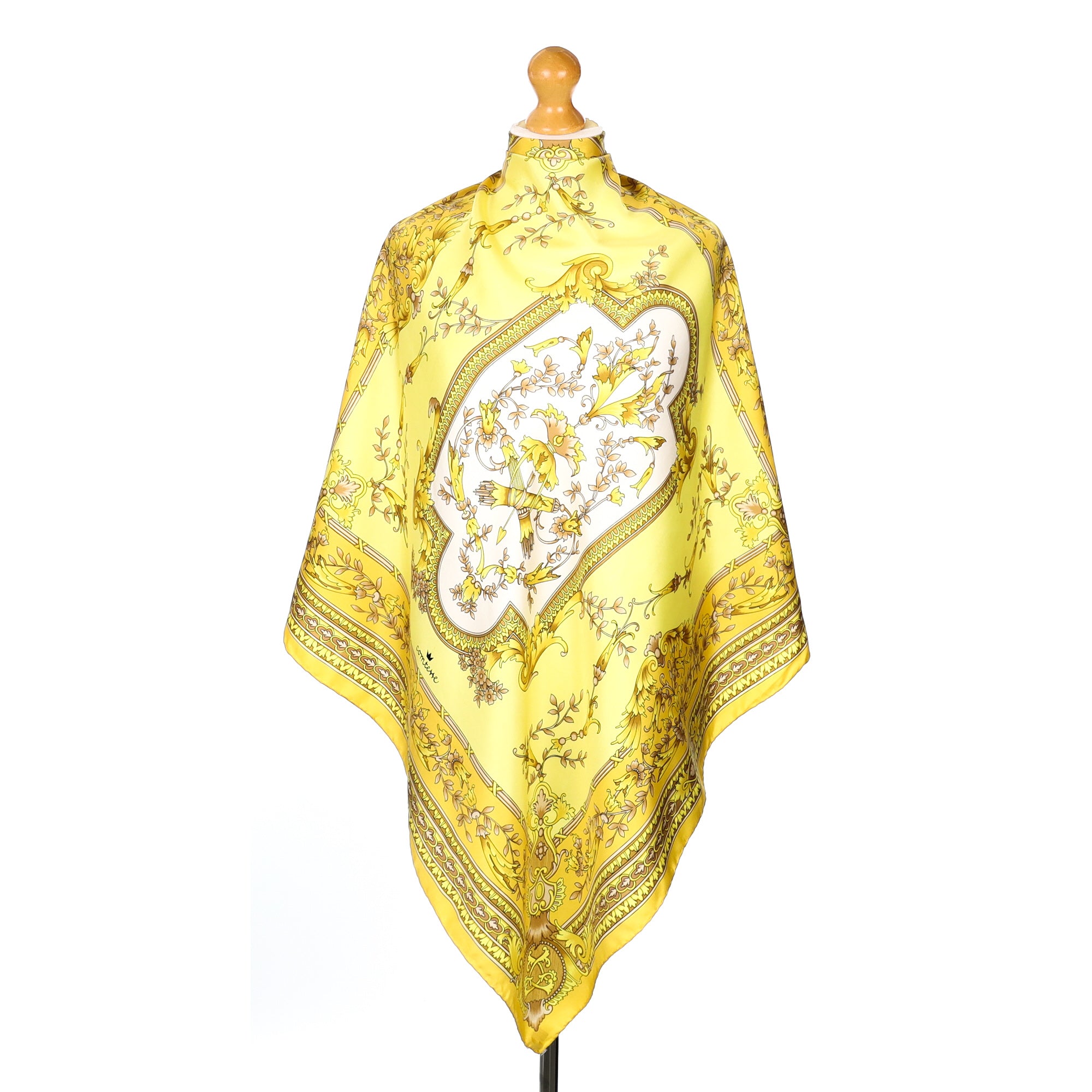 Yellow Floral Vintage Silk Scarf