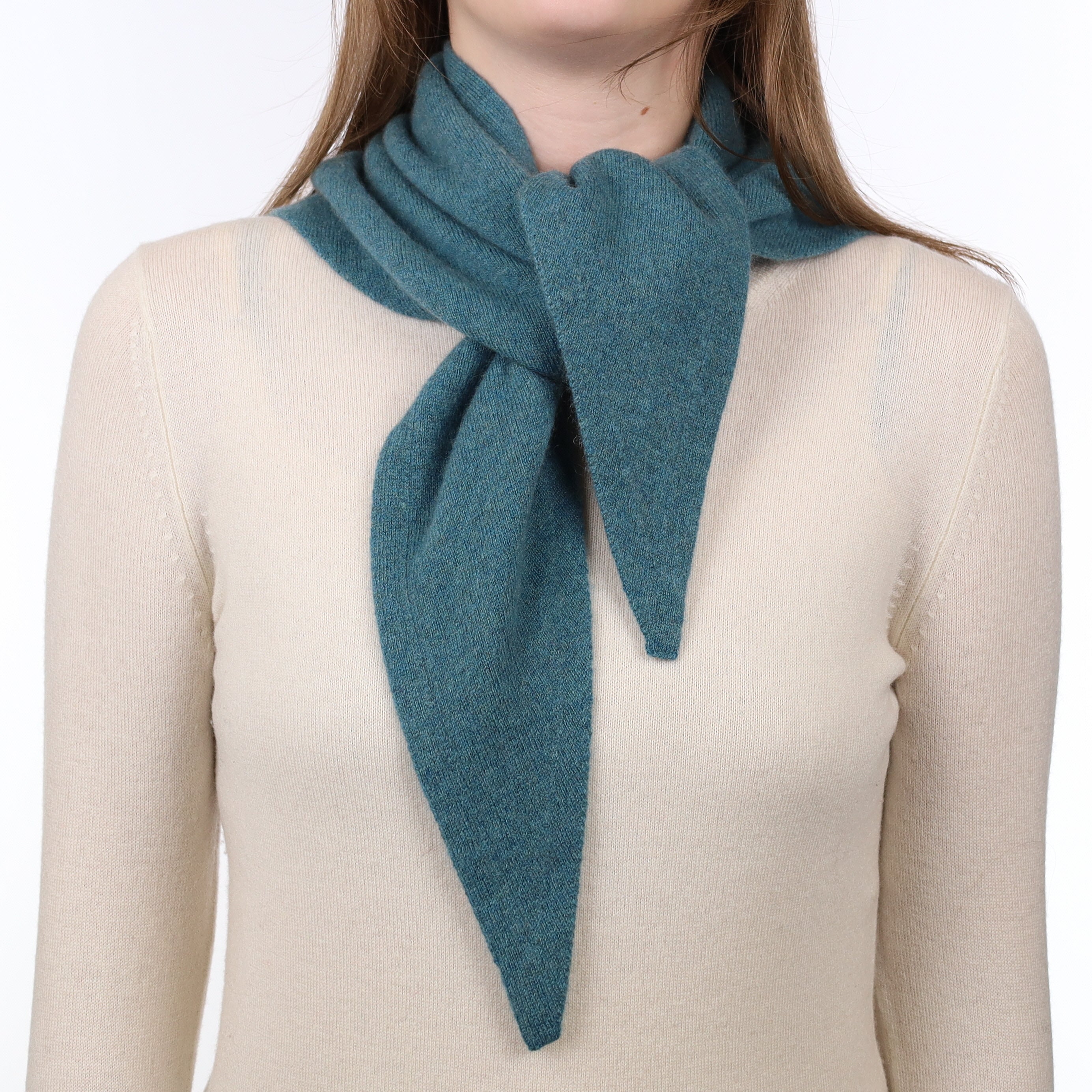 Brand New Ocean Green Recycled Cashmere Triangle Scarf