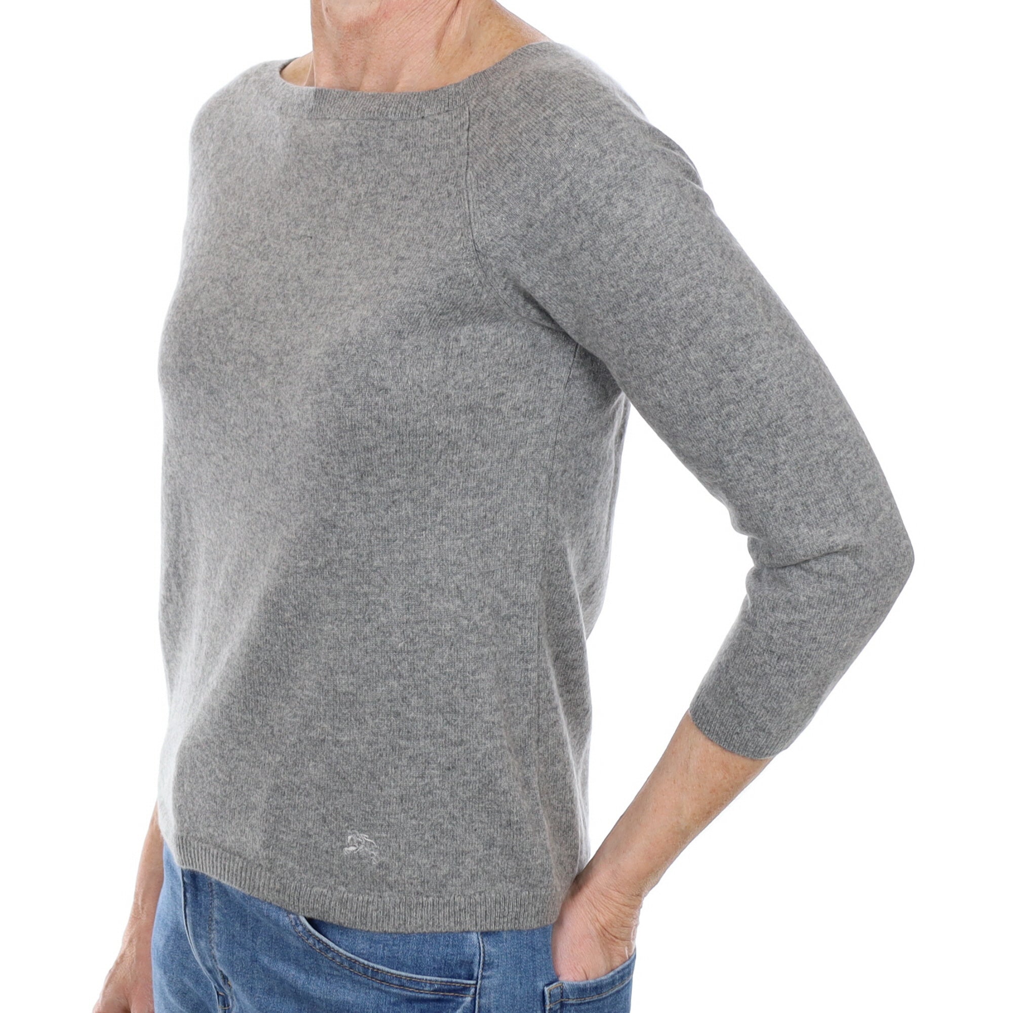 Burberry Ash Grey Cashmere Crew Neck Jumper Small