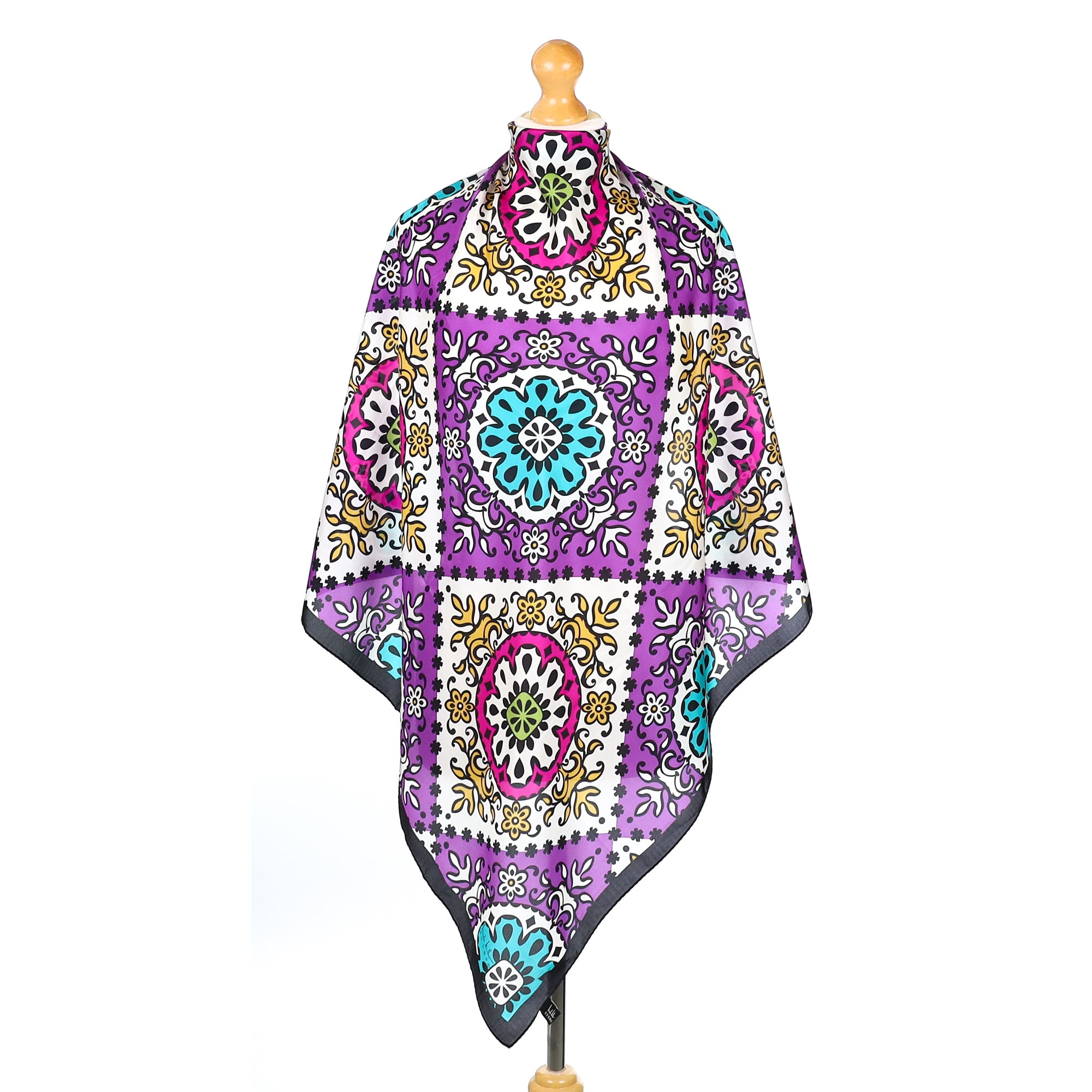 Nicole Miller Colourful Checked Silk Scarf