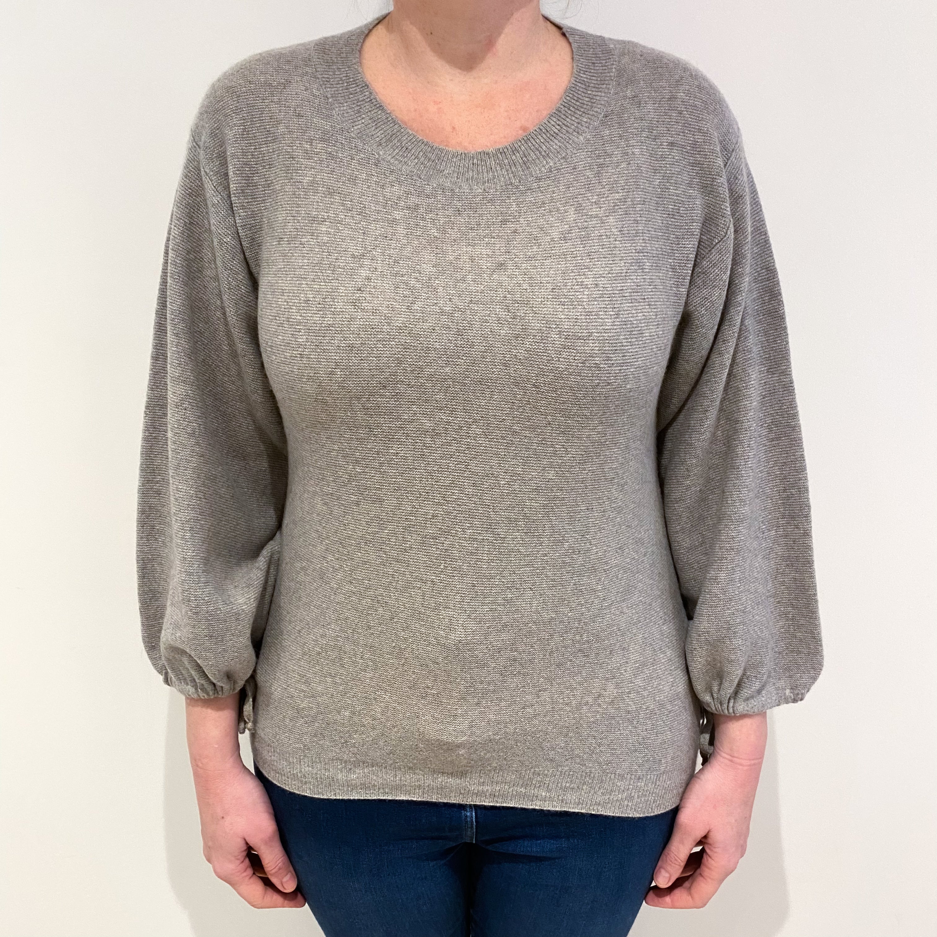 Smoke Grey Cashmere Crew Neck Jumper Large