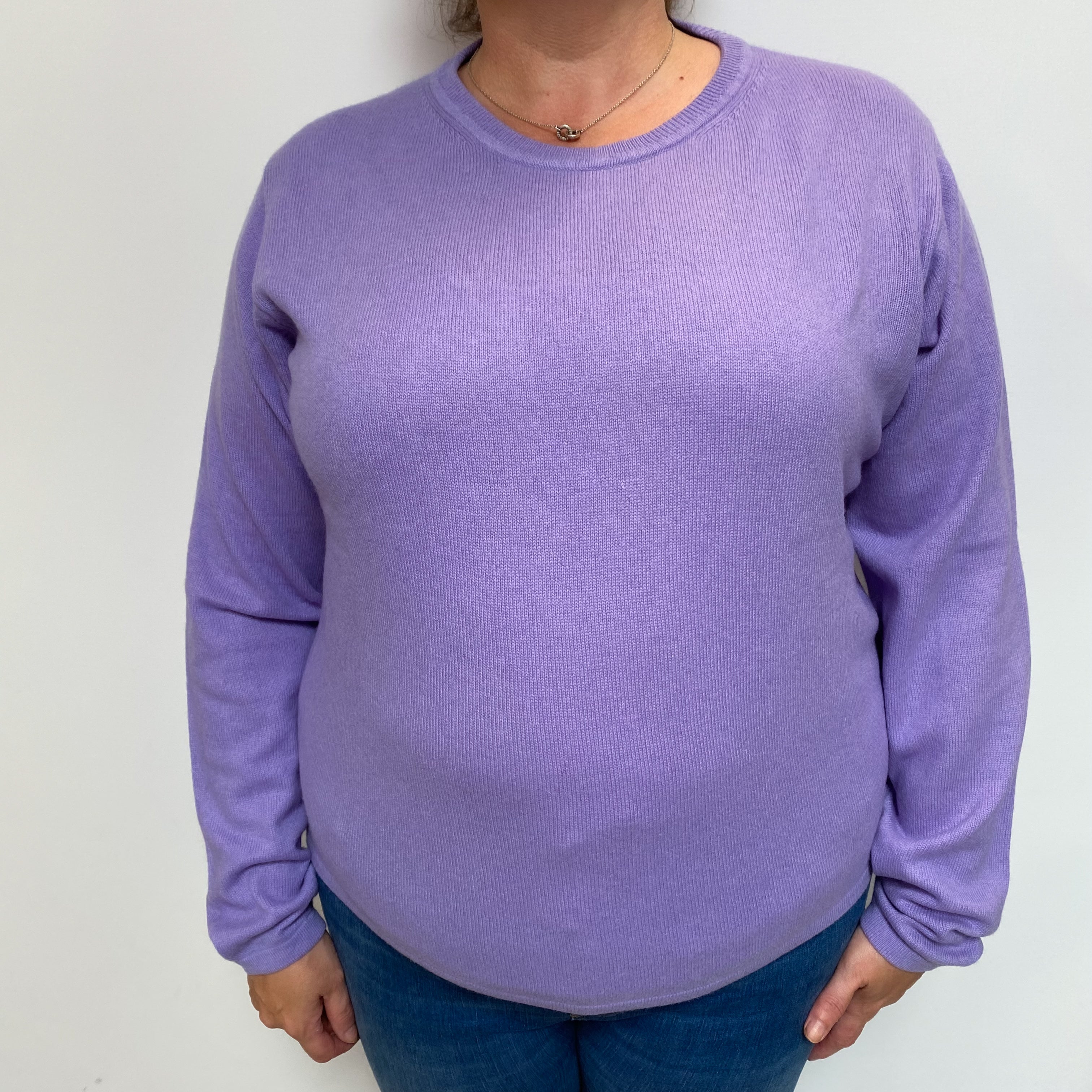 Periwinkle Purple Cashmere Crew Neck Jumper Extra Large
