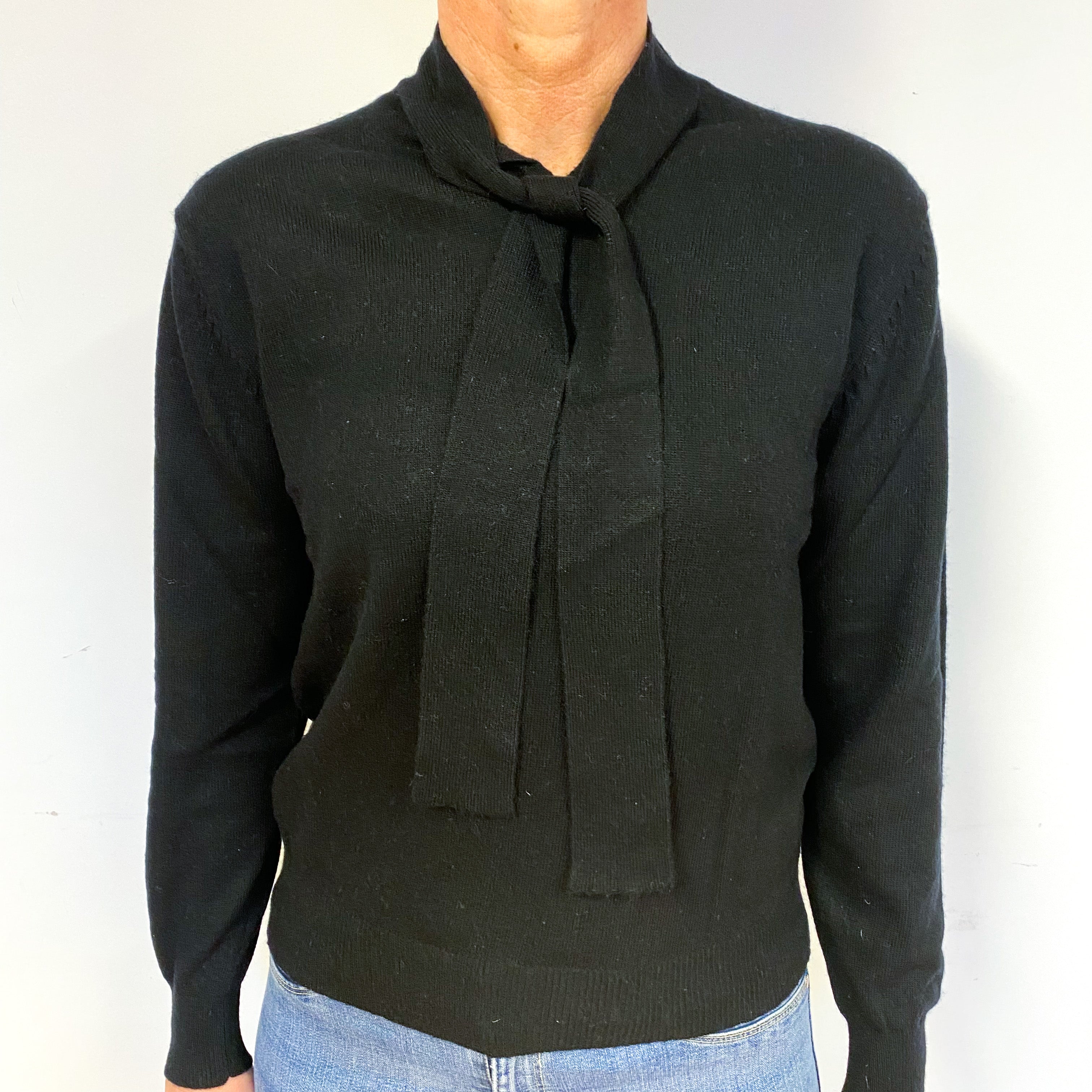 Black Cashmere V-Neck Jumper Medium