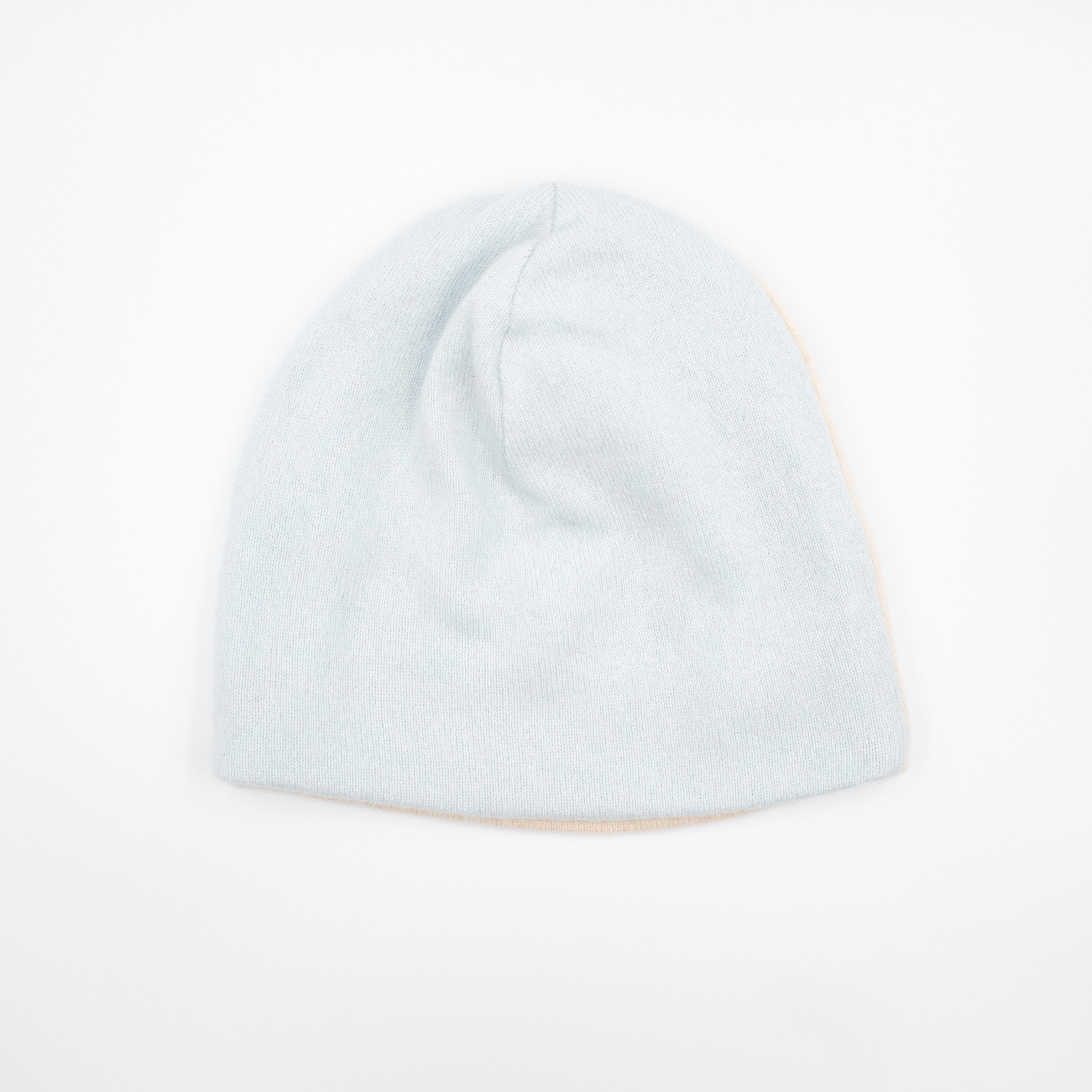 Pale Blue and Ivory Beanie Hat