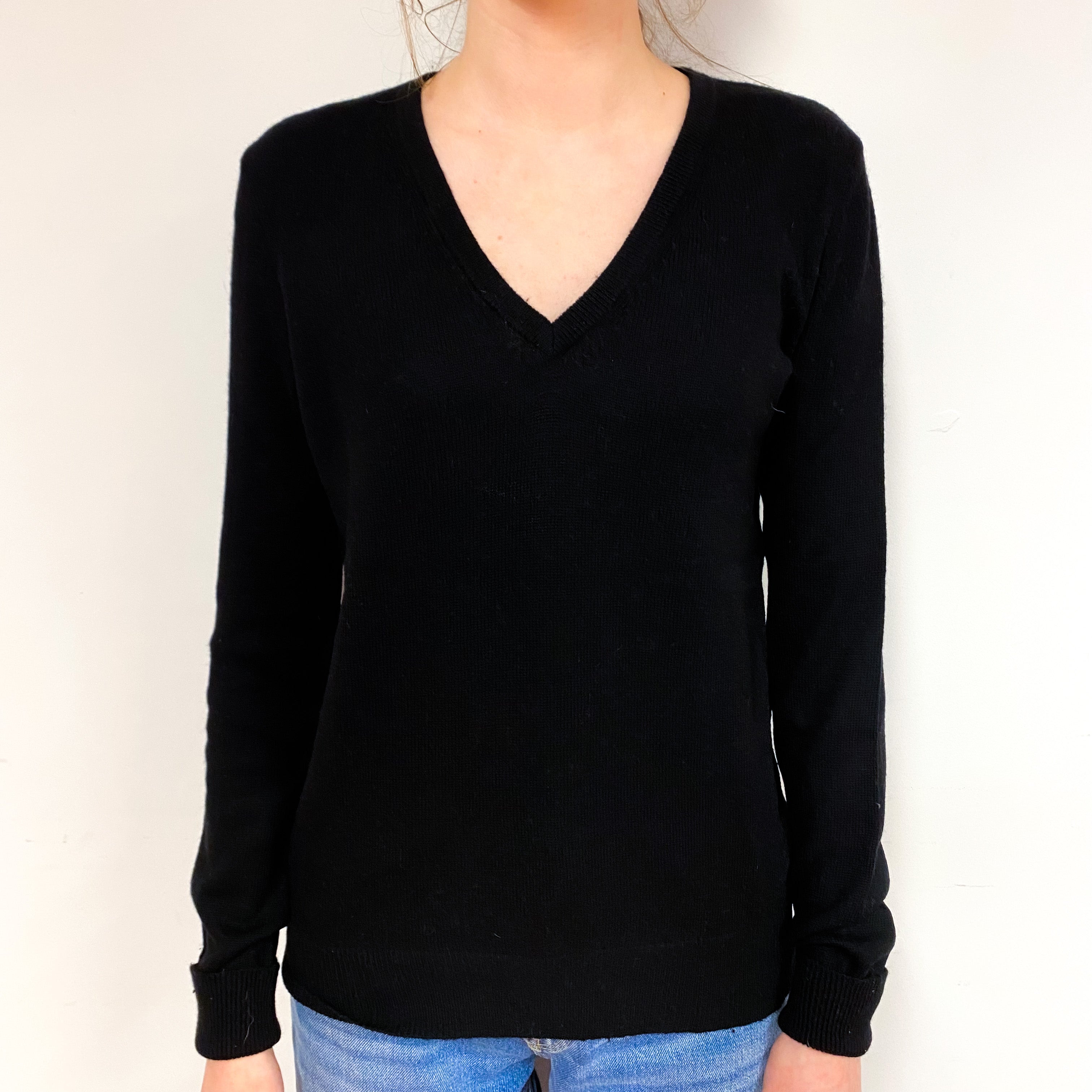 Black Cashmere V-Neck Jumper Extra Small
