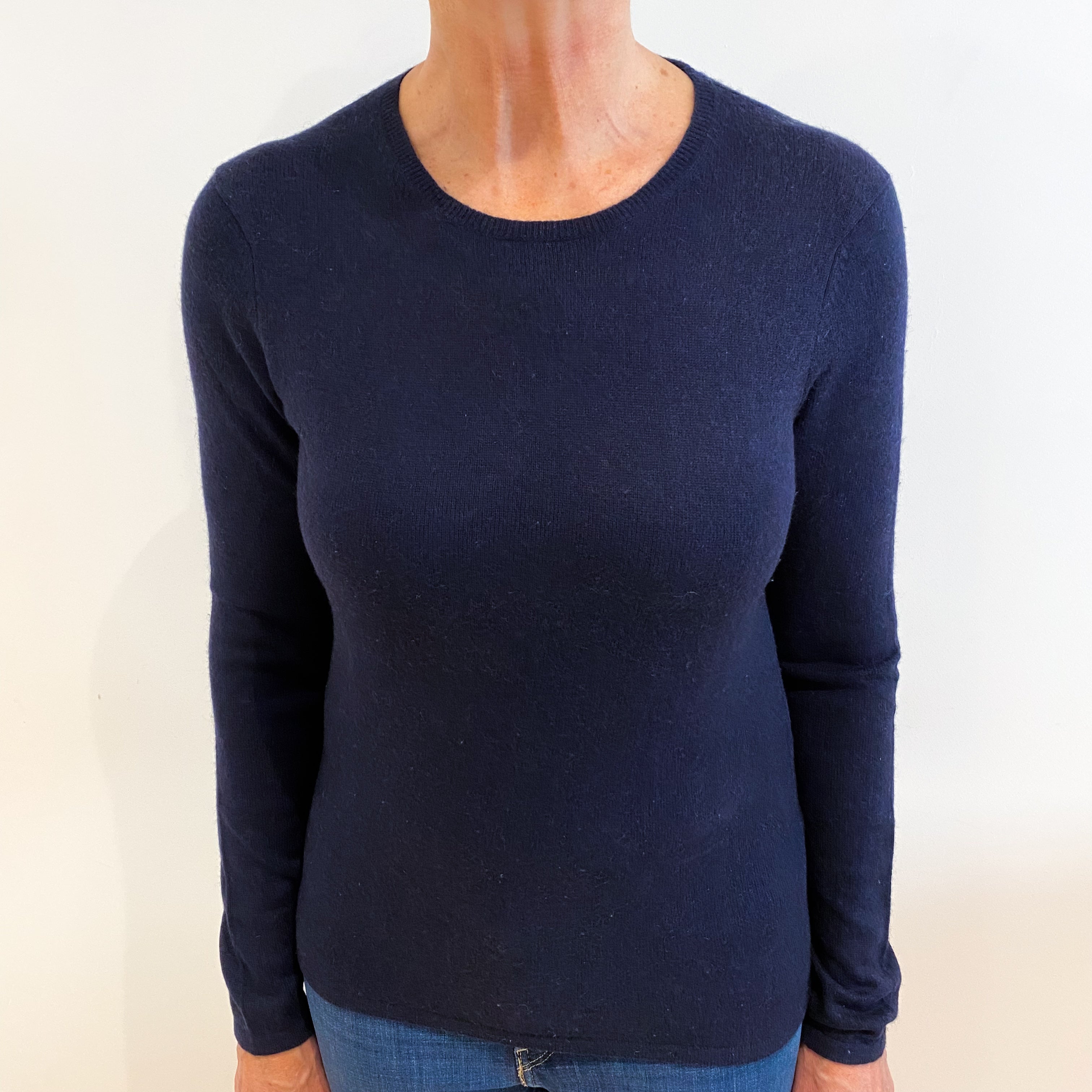Navy Blue Cashmere Crew Neck Jumper Medium
