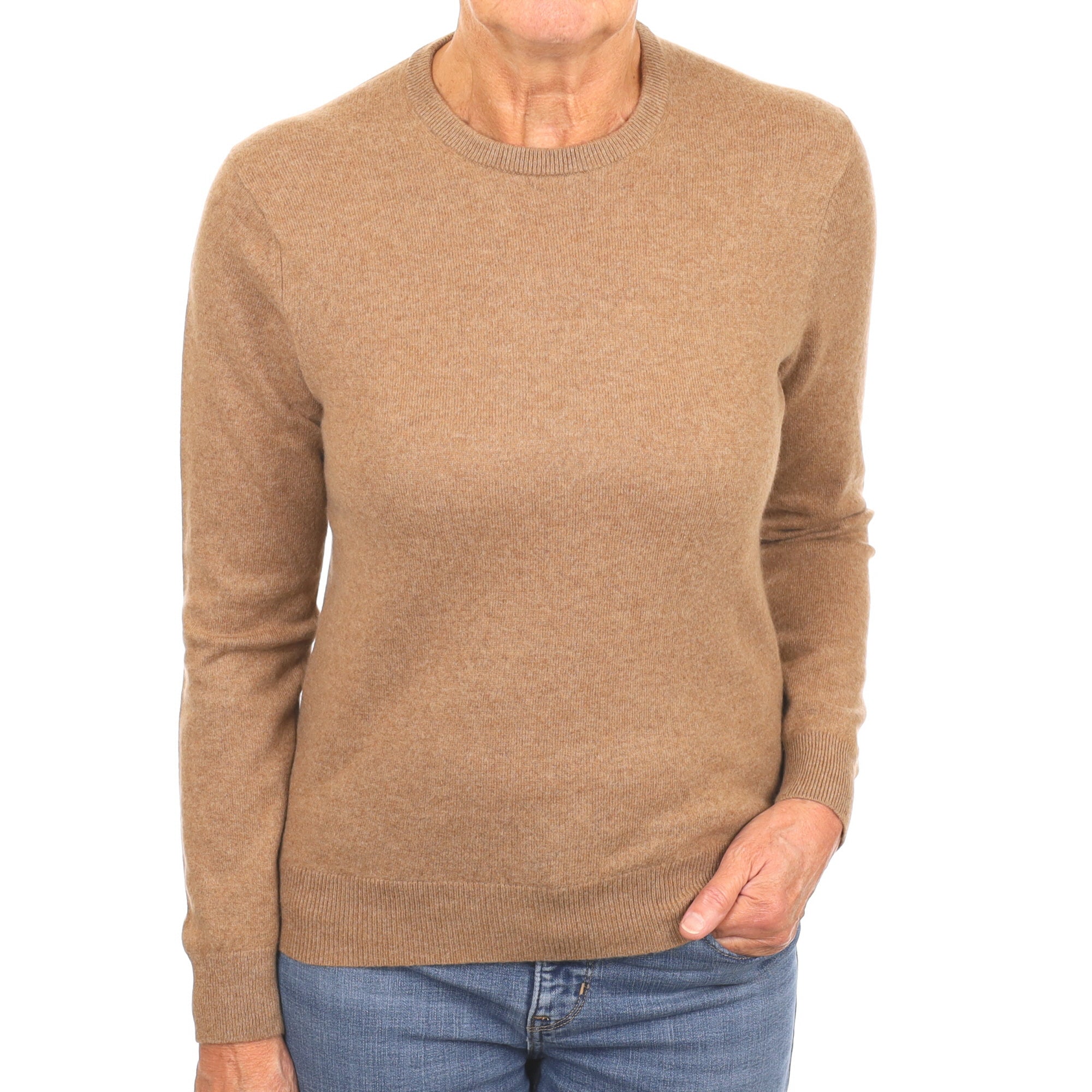 Toffee Brown Cashmere Crew Neck Jumper Medium