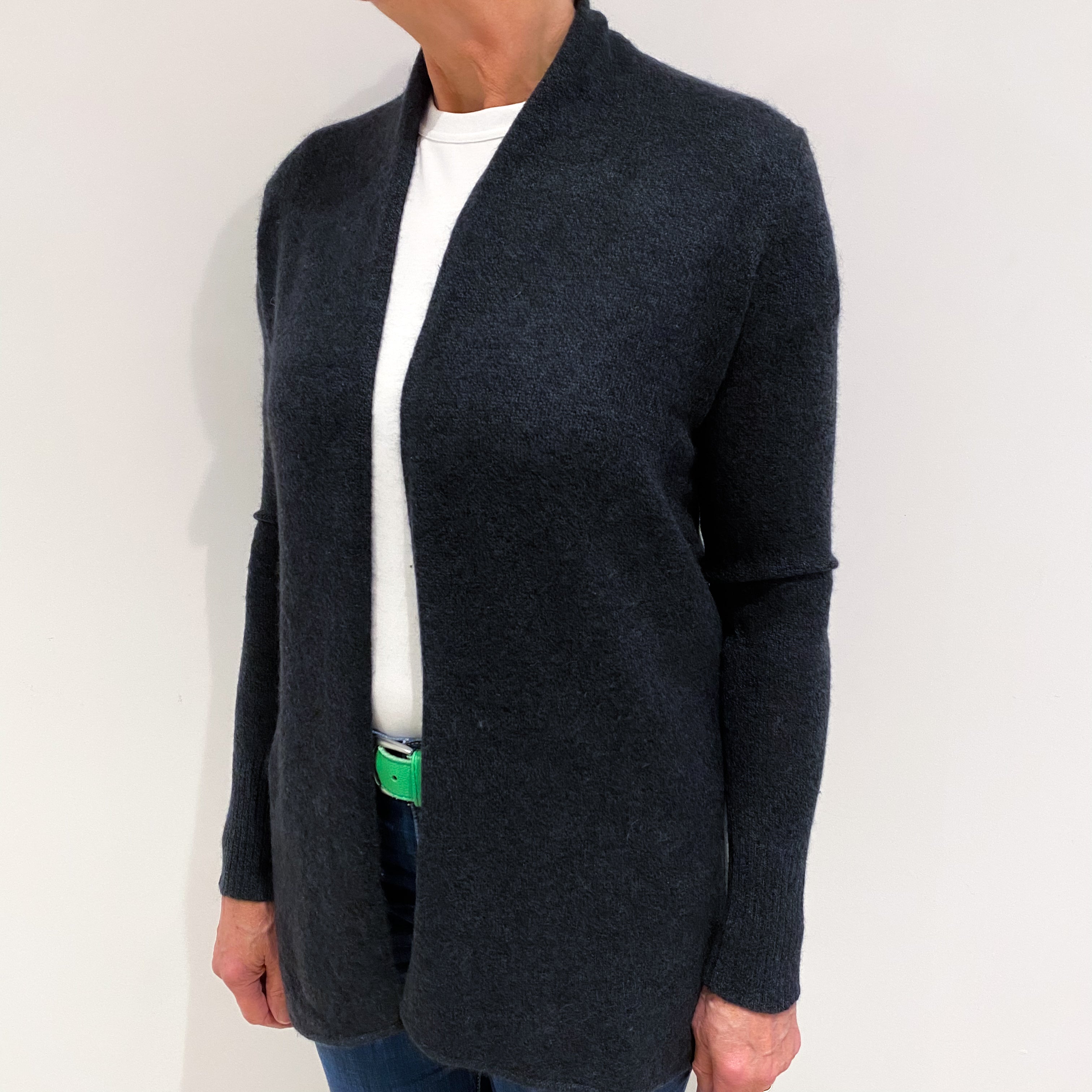 Charcoal Grey Cashmere Edge to Edge Cardigan Medium